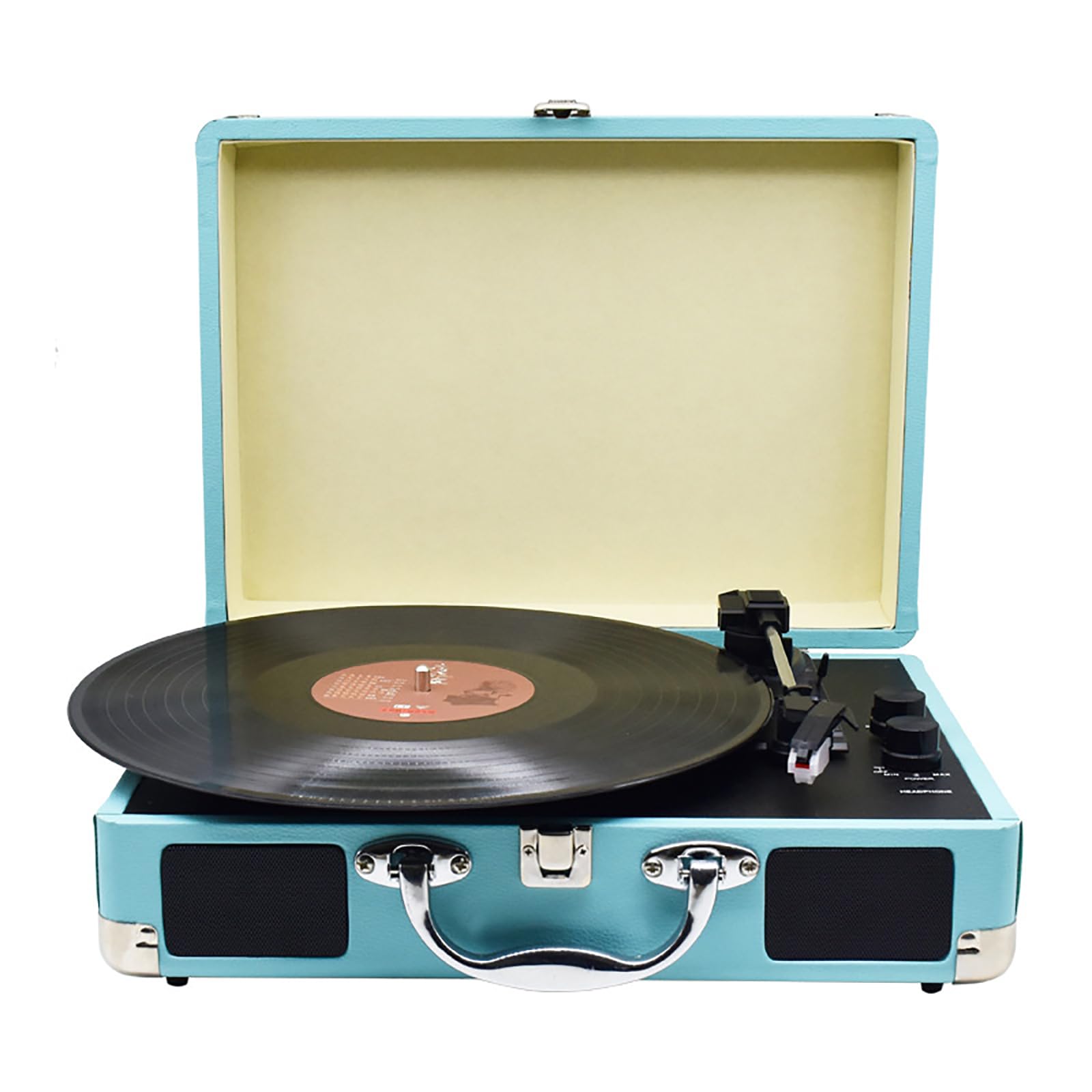 Vintage Bluetooth Suitcase Record Player with Built-in Speakers - 3 Speed, 3 Size Vinyl Support, Aux/USB/Headphone Playback - Perfect for Vinyl Collectors, Home Decor & Gifts (Ideal for Bedrooms, Living Rooms & Retro Music Parties)