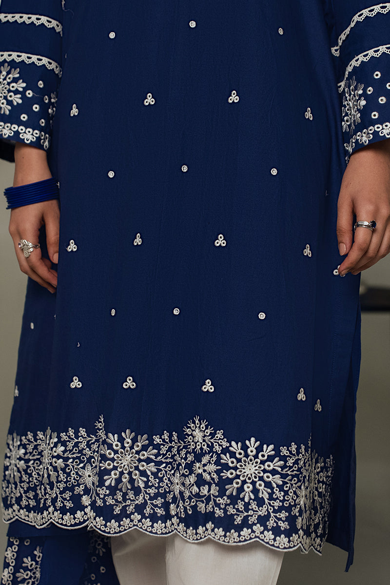 Midnight Blue 2 Piece Outfit Set - Elegant Shirt & Dupatta for Women | Perfect for Weddings, Parties & Special Occasions