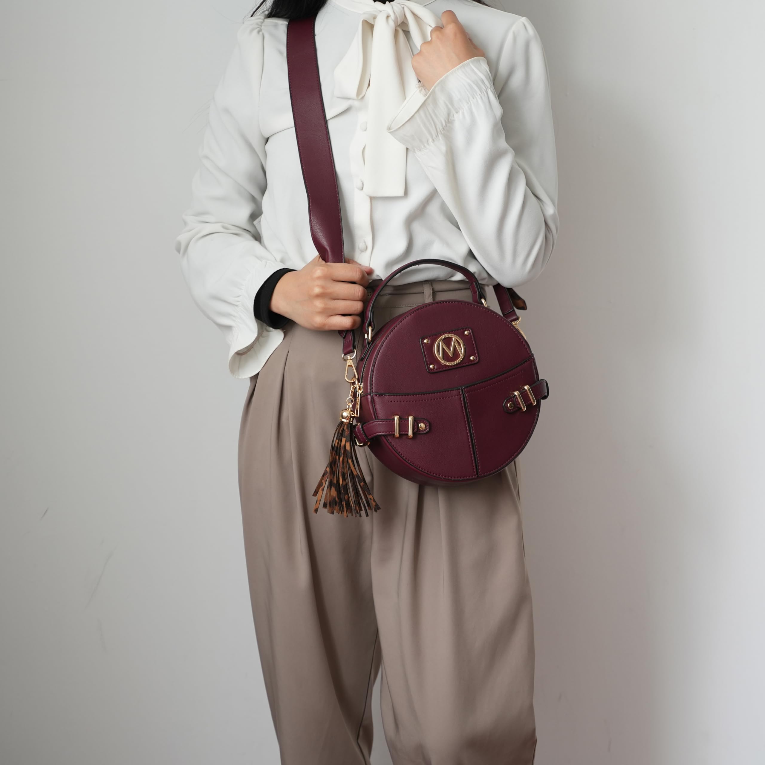 MKF Collection Vegan Leather Round Crossbody Bag for Women - Stylish Circle Shoulder Purse by Mia K | Perfect for Everyday Use, Date Nights & Travel Accessories