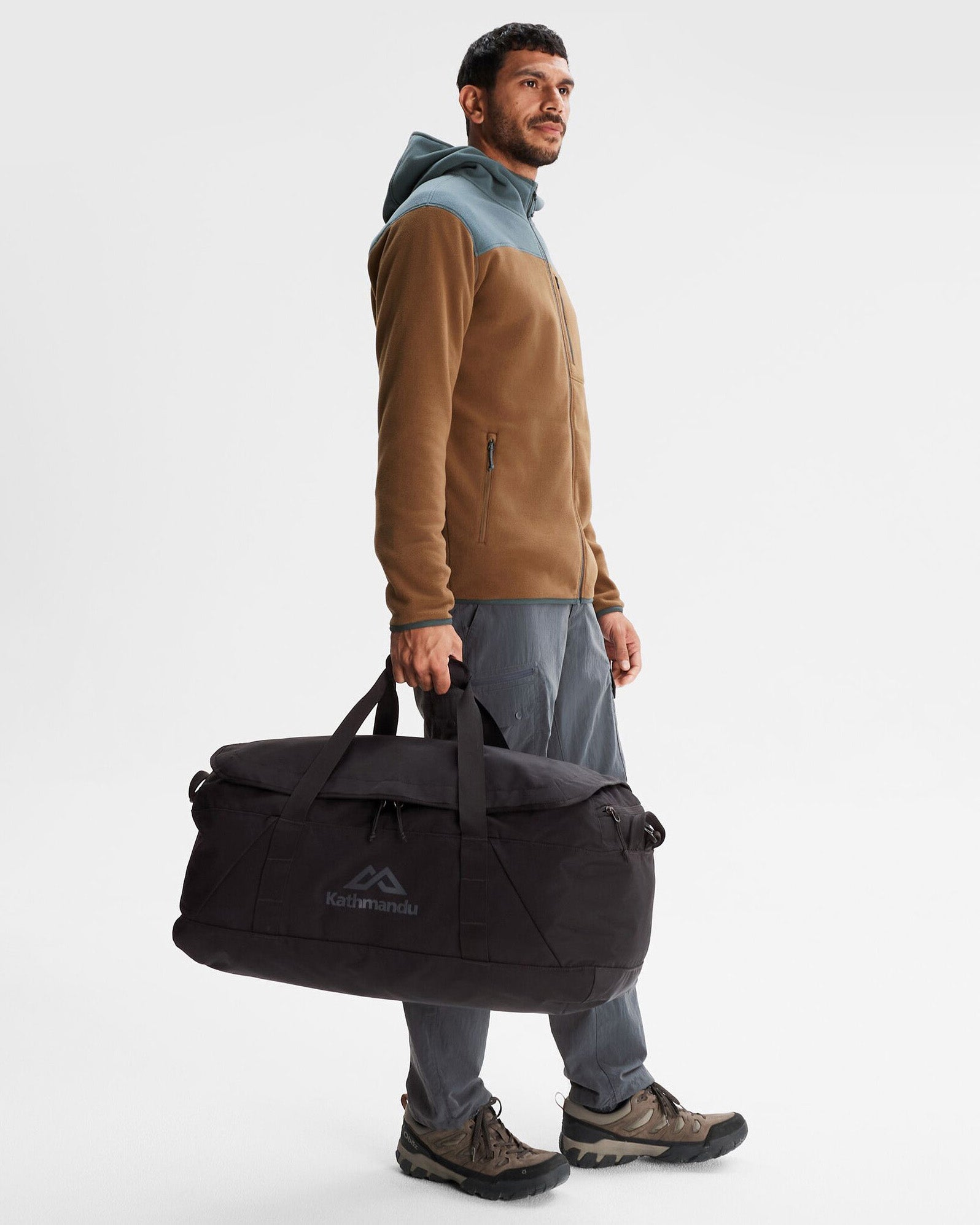 Indus Base 70L Black Stingray Duffle Bag - Large Travel Duffel for Camping, Gym & Weekend Getaways