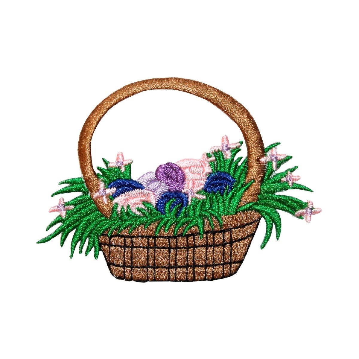 Easter Egg Basket Patch - Spring Egg Hunt Embroidered Iron On Applique for DIY Crafts, Costumes & Holiday Decorations