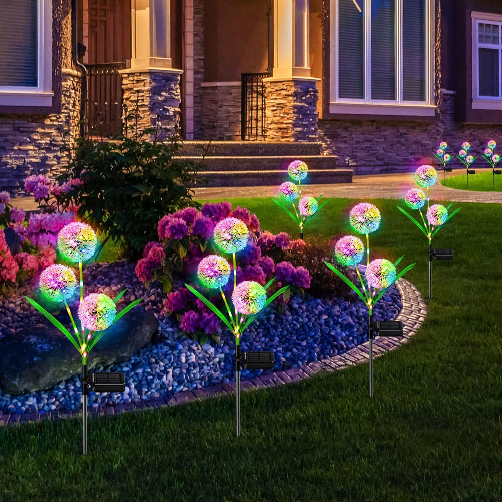 2 Pack Solar Dandelion Outdoor Lights - 16 LED Waterproof Solar Garden Lights for Patio, Yard, Lawn & Landscape Decoration | Perfect for Outdoor Garden, Pathway & Backyard Lighting at Night