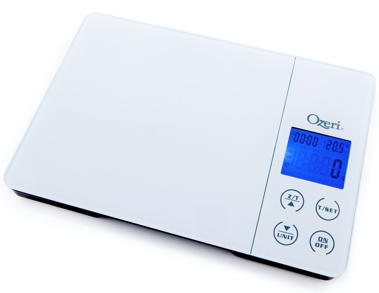 Ozeri Gourmet Digital Kitchen Scale with Tempered Glass - Precise Timer, Alarm & Temperature Display for Baking, Cooking & Meal Prep - Perfect for Home Chefs & Food Enthusiasts