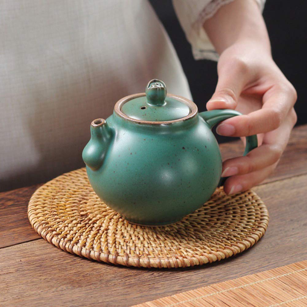 Handwoven Rattan Coaster Set - Round Cup & Bowl Pad for Kitchen & Dining (10cm)