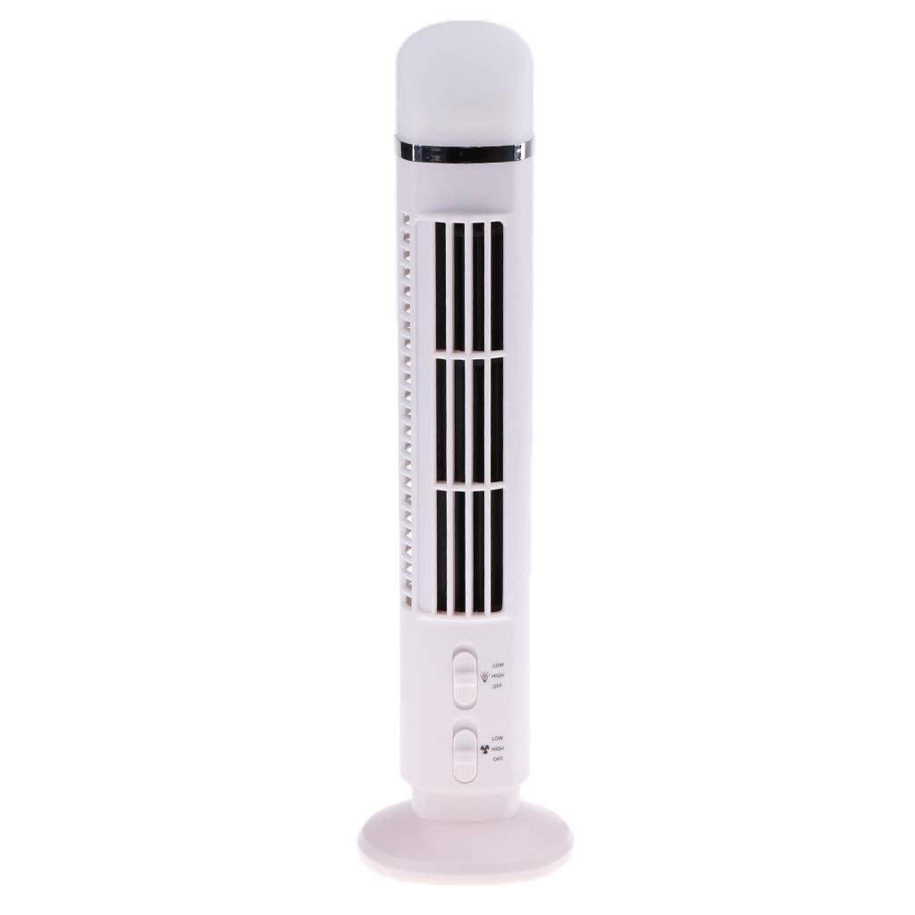 KXA Portable Mini USB Tower Fan with LED Night Light - Quiet Cooling Fan for PC, Laptop, Desk - Perfect for Home Office, Bedroom & Dorm Room Use