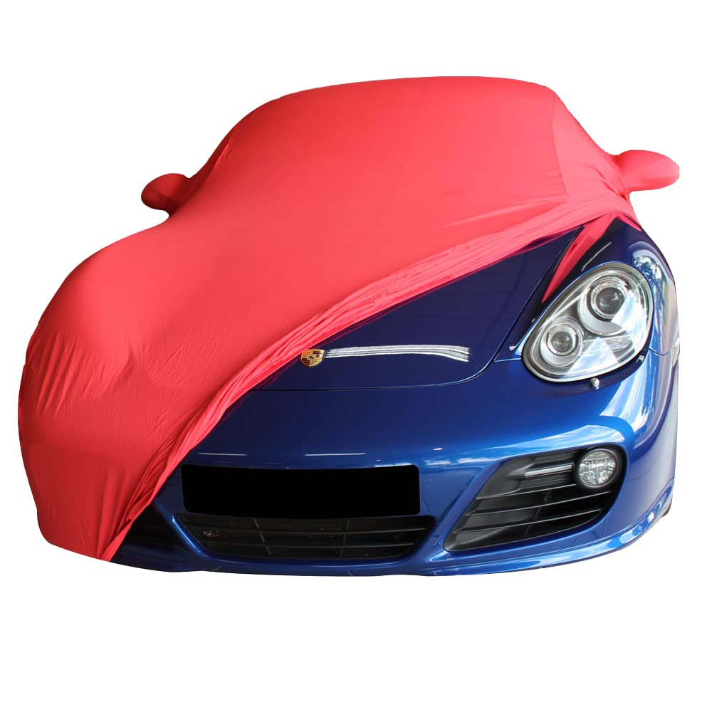 Custom Fit Indoor Car Cover for Porsche Cayman 987 - Red with Mirror Pockets | Premium Garage Protection | Perfect for Storage, Car Shows & Indoor Vehicle Protection