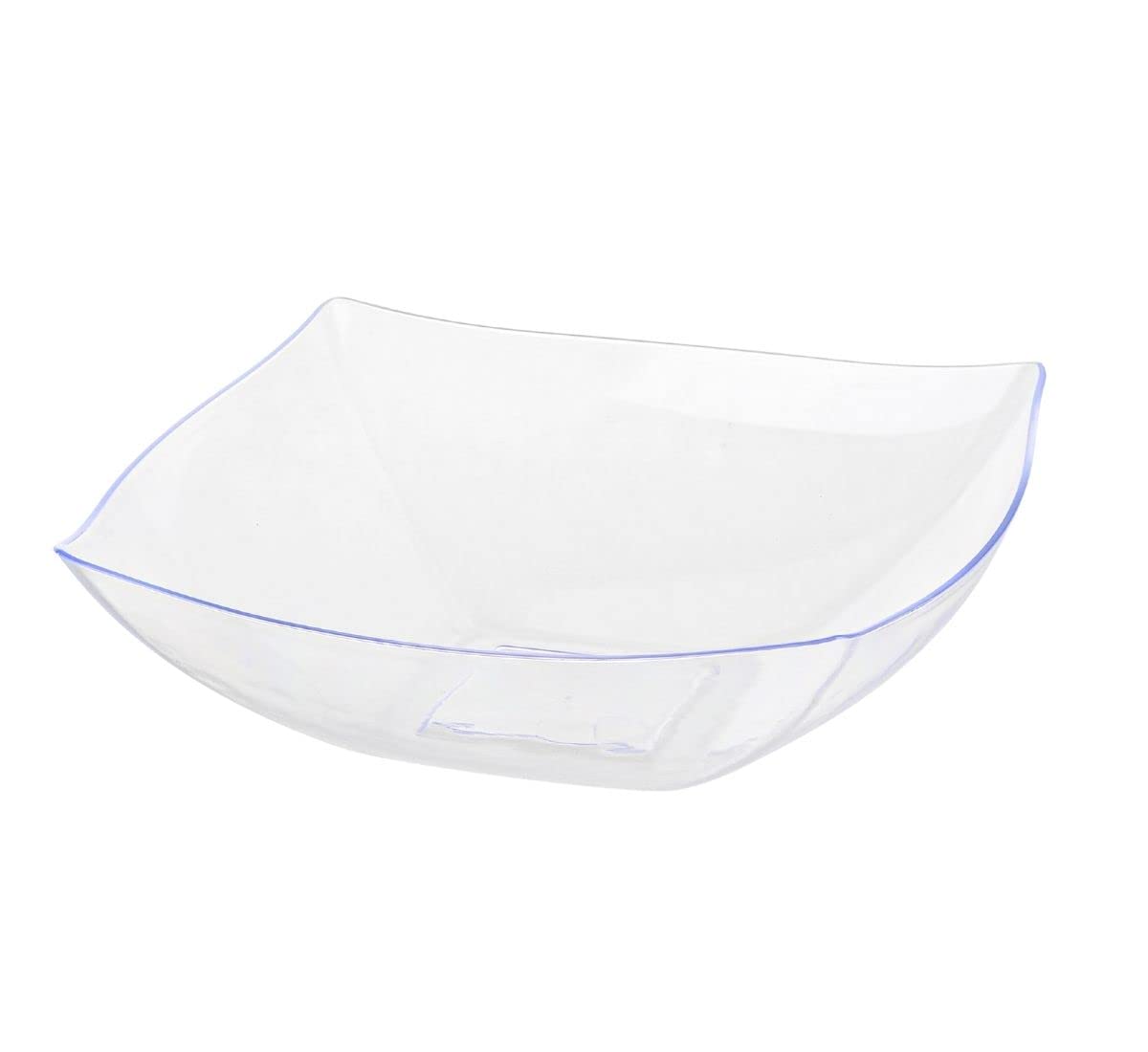 128oz Clear Heavy Duty Shatterproof Square Plastic Bowls - 1 Pack Premium Disposable Serving Bowls for Weddings, Baby Showers, Parties | Ideal for Salads, Snacks, Catering & Events