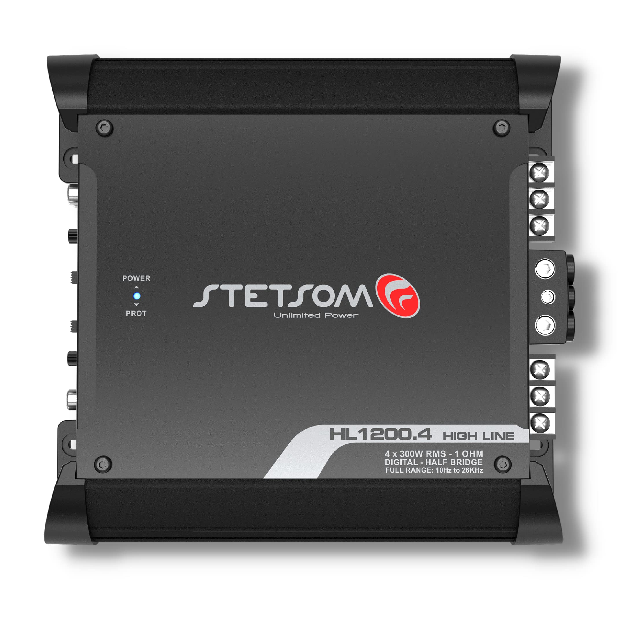 Stetsom HL1200.4 1 Ohm 4-Channel Car Amplifier - 1200W RMS Power, Full Range HD Sound, 1Ω Stable, MD Crossover with HPF/LPF & Bass Boost - Perfect for Car Audio Systems, Home Theater Setup & DJ Equipment