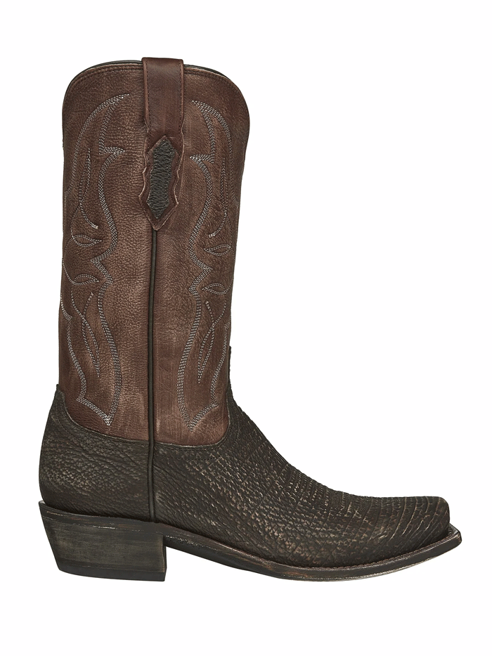 Lucchese M3105.74 Men's Carl Shark Skin Cowboy Boots in Chocolate Brown - Western Style Riding & Casual Wear for Men
