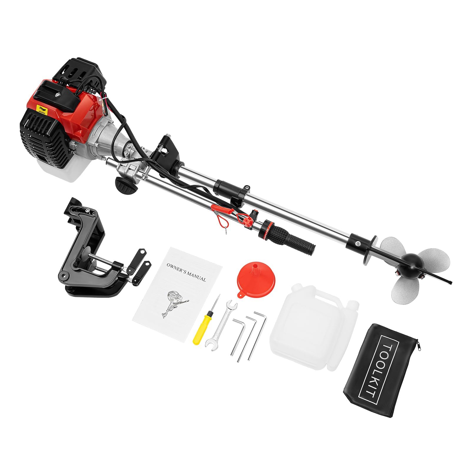 52cc Single Cylinder 2.3HP Gas Outboard Motor - Long Shaft Air Cooled Engine for Inflatable Boats, Fishing Boats, Yachts & Water Sports | Perfect for Lake Fishing, River Cruising & Marine Recreation