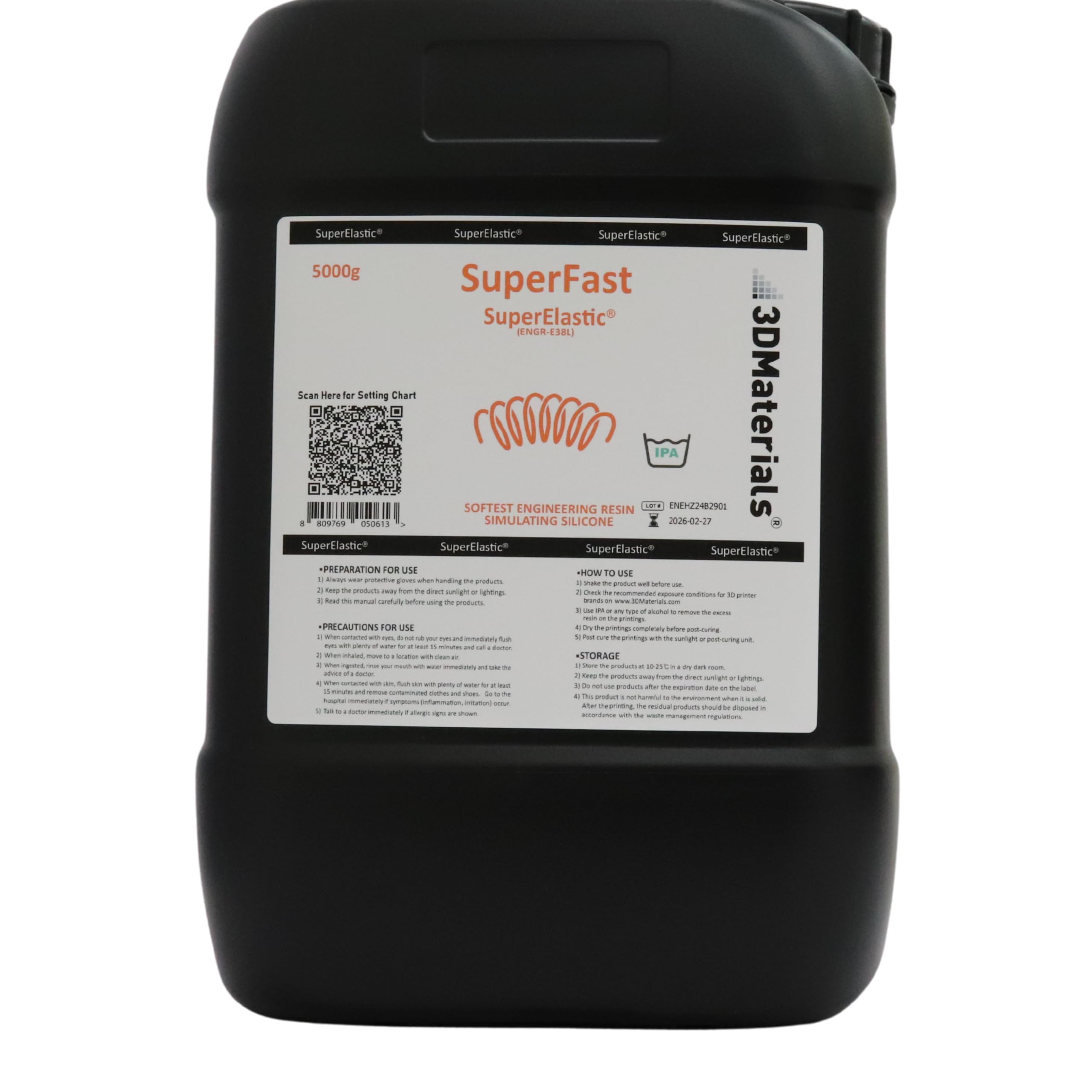 3DMaterials SuperElastic 3D Printer Resin - 60A Softness Flexible Resin for Cosplay, Prosthetics & Medical Models (5000g, Clear) | High-Quality Korean-Made Photopolymer for Smooth Printing & Realistic Silicone Simulation