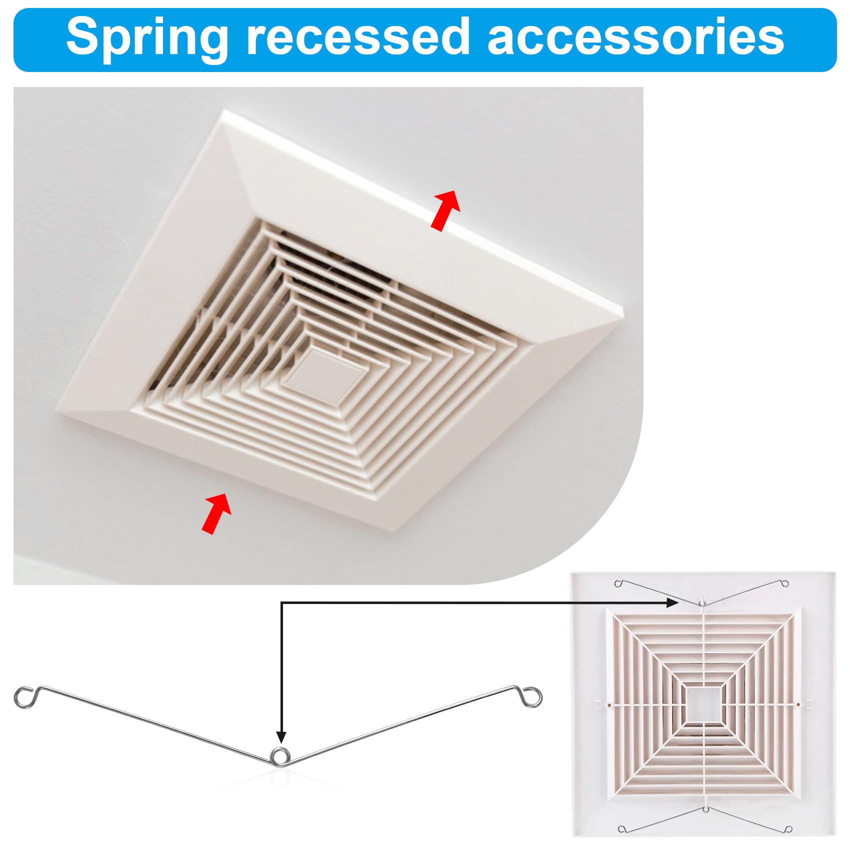 OIIKI 4-Pack Recessed Lighting Spring Clips - Heavy Duty Torsion Metal Springs for Recessed Light Covers & Trim Accessories | Perfect for Ceiling Can Light Installation & Home Lighting Projects