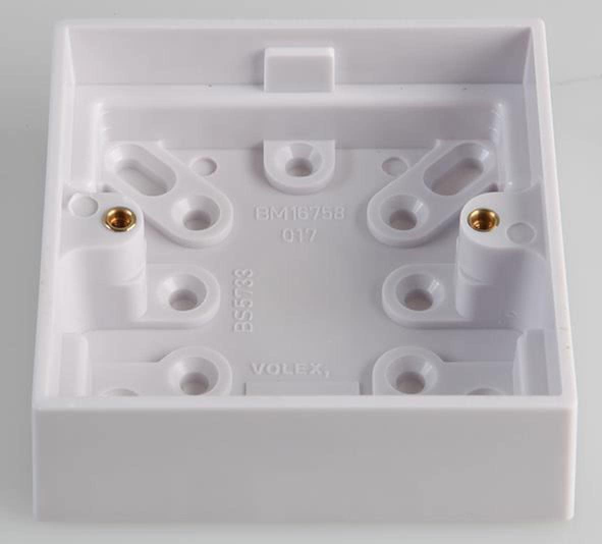 1 Gang 29mm Pattress Box - Durable Electrical Back Box for Wall Mounting, Ideal for Home & Office Wiring Installations