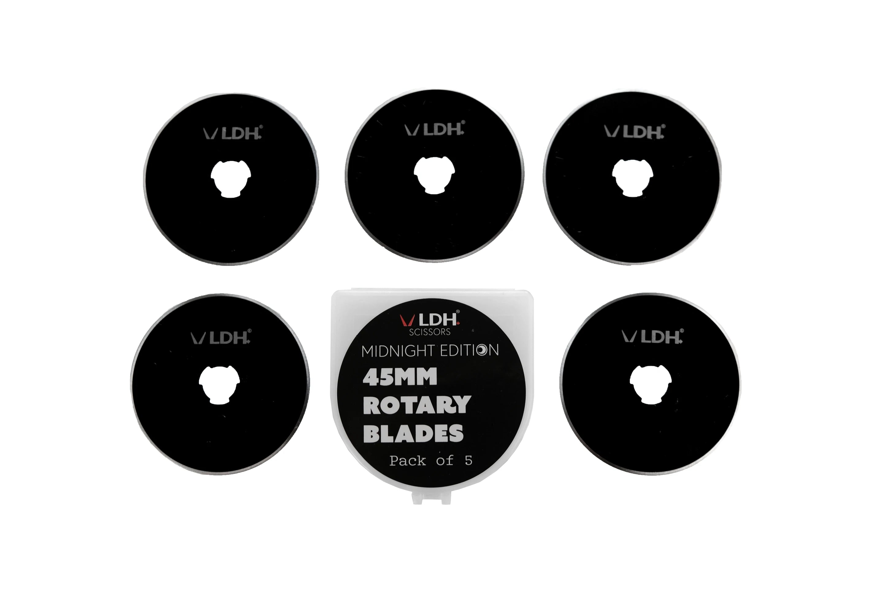 45mm Rotary Blades - Midnight Edition (Pack of 5) - Premium Fabric Cutting Tools for Quilting, Sewing & Crafting Projects