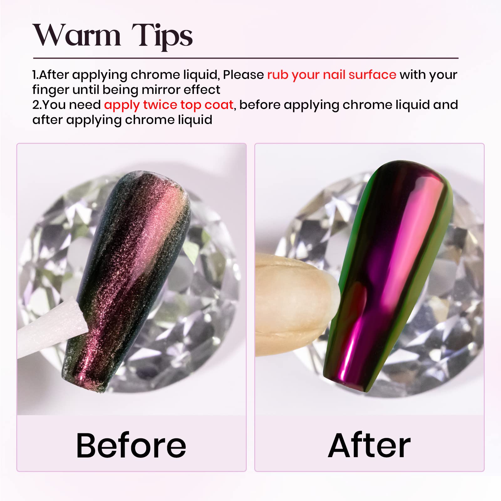 MIZHSE Chrome Nail Powder & Liquid Mermaid Nail Polish - Aurora Magic Metallic Mirror Nail Gel with Glitter Pearl Effect (10ml) for Professional Salon Manicure & DIY Nail Art at Home