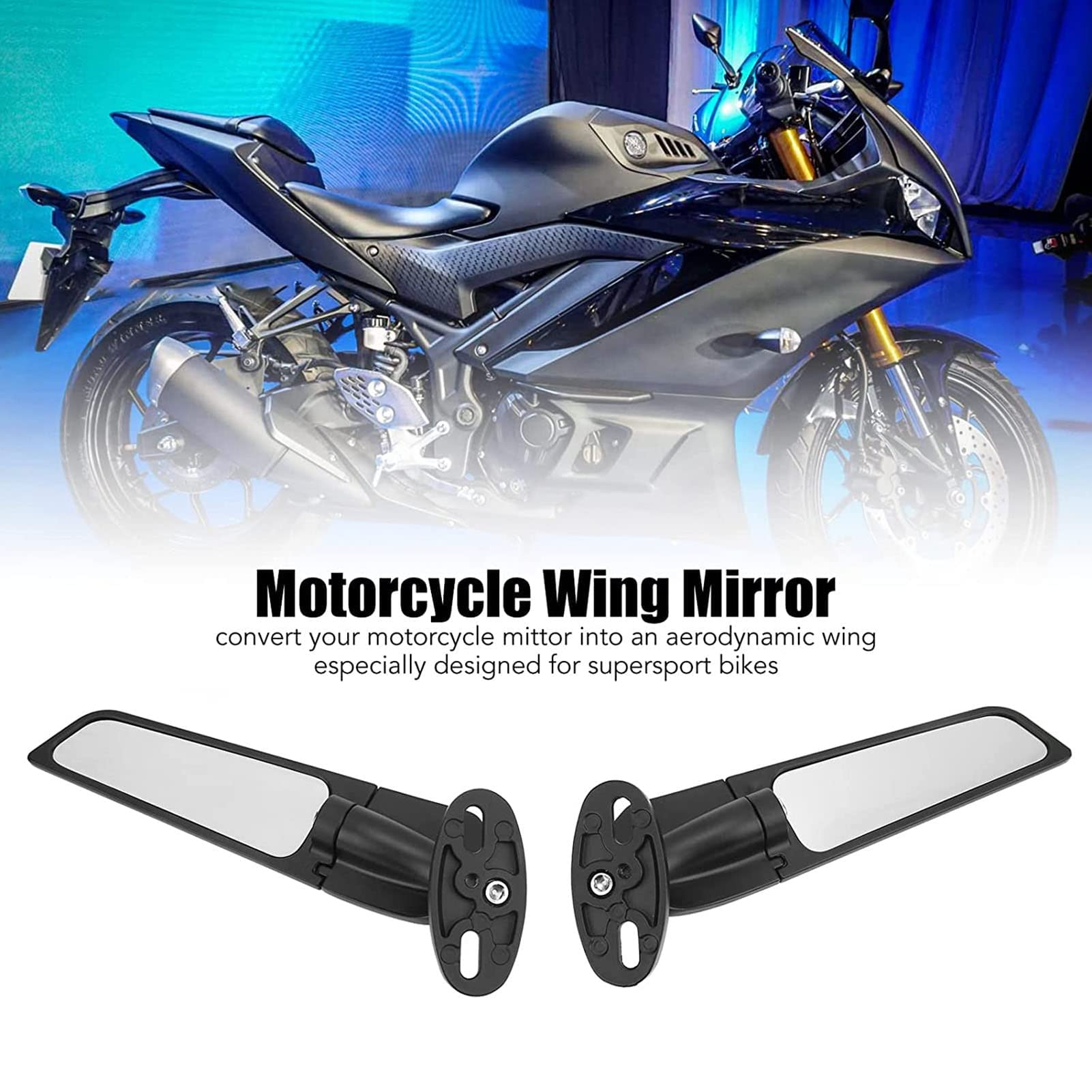 360° Adjustable Aluminum Motorcycle Rear View Mirror - Universal Fit for Yamaha R1 R3 R6 R15 R25 R125 - Enhanced Safety for Street & Racing Bikes
