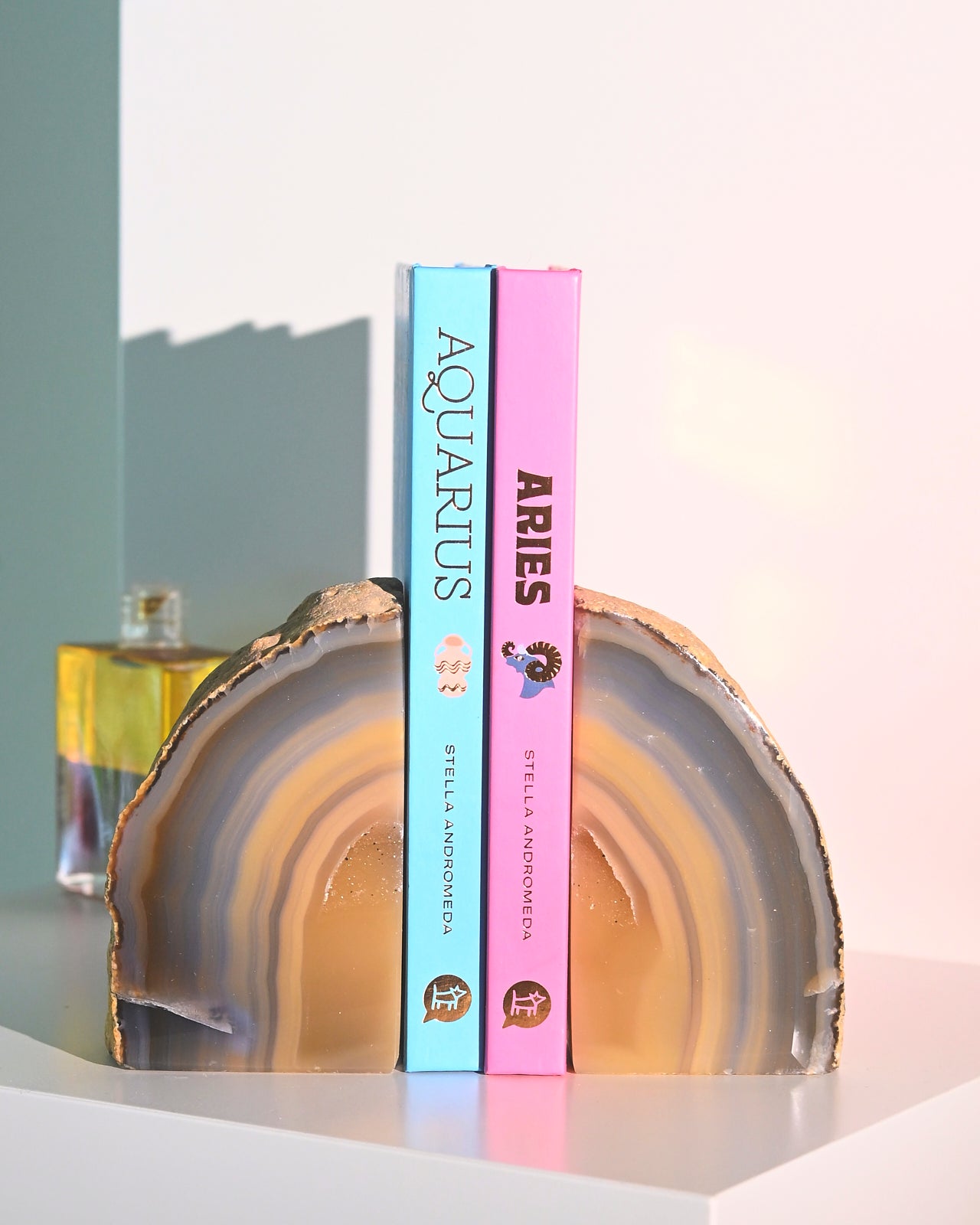 Handcrafted Agate Bookend Set - Natural Stone Book Holder for Shelves & Desks - Perfect for Home Office & Library Decor