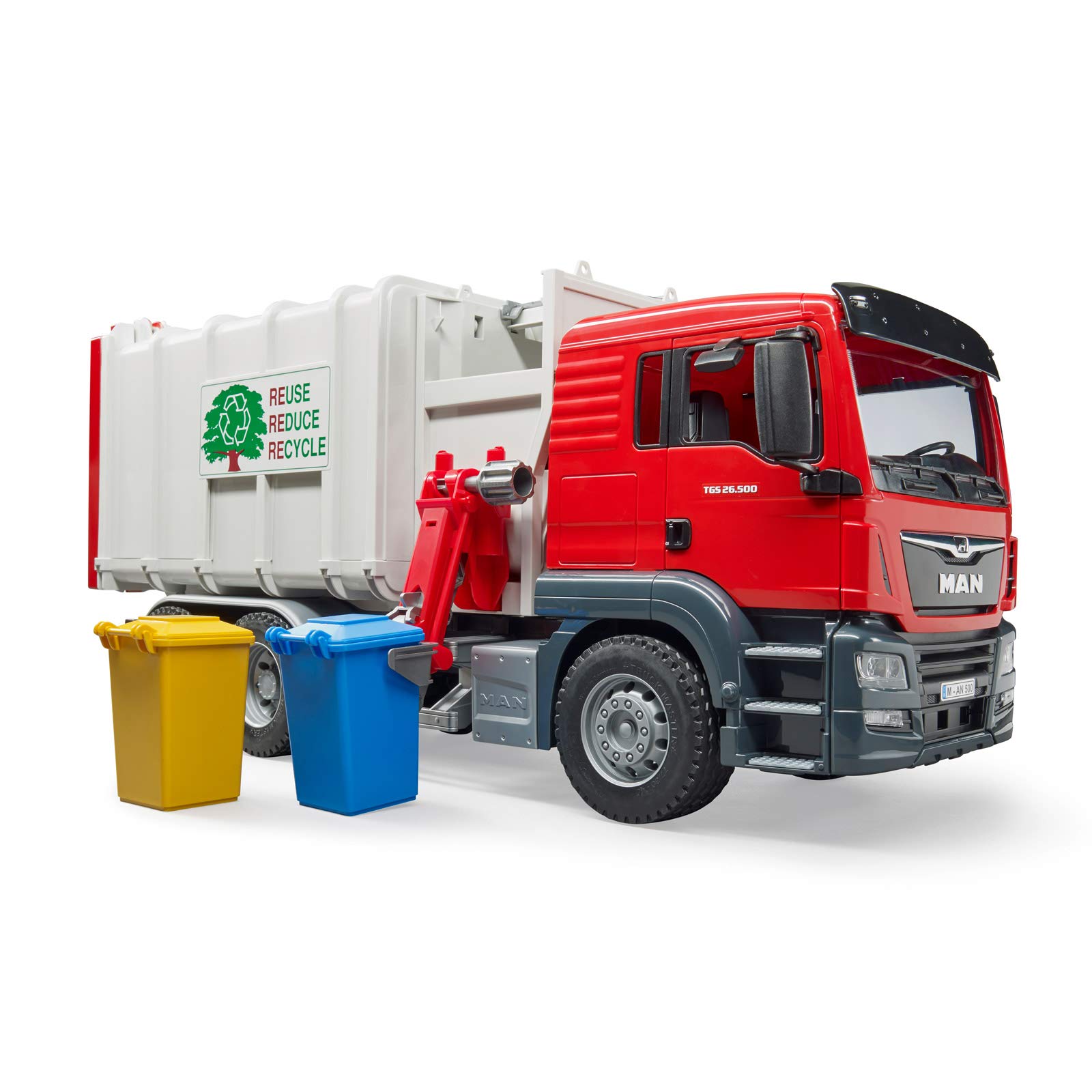 Bruder Toys 03761 MAN TGS Side Loading Garbage Truck - Realistic Toy Garbage Truck for Kids Pretend Play & Collection | Perfect for Imaginative Play, Construction Theme Parties & Educational Learning