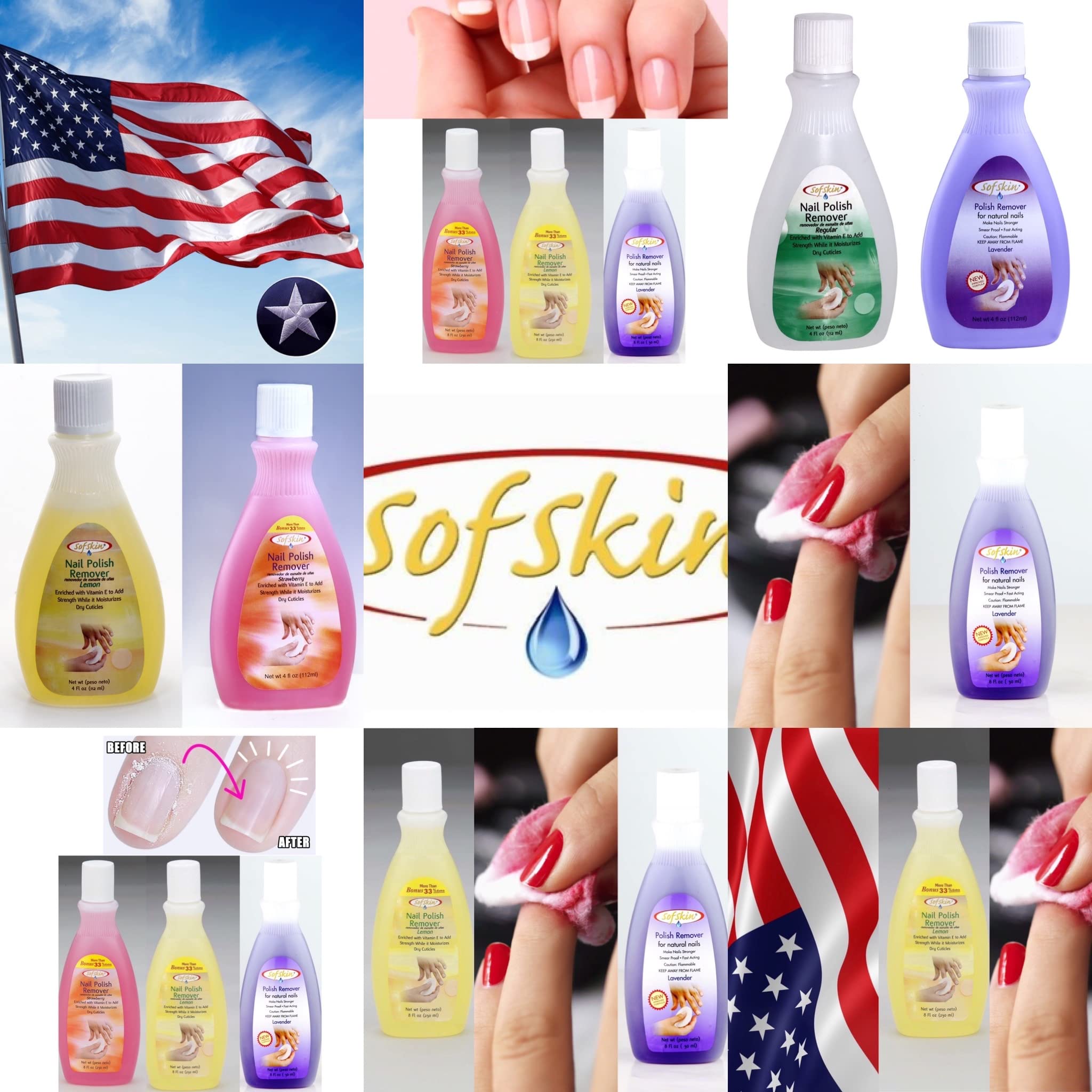 SOFSKIN (US Brand) Acetone Nail Polish Remover with Cuticle Moisturizer - Lemon Scented 3.8oz (112ml) for Professional Salon & At-Home Manicures