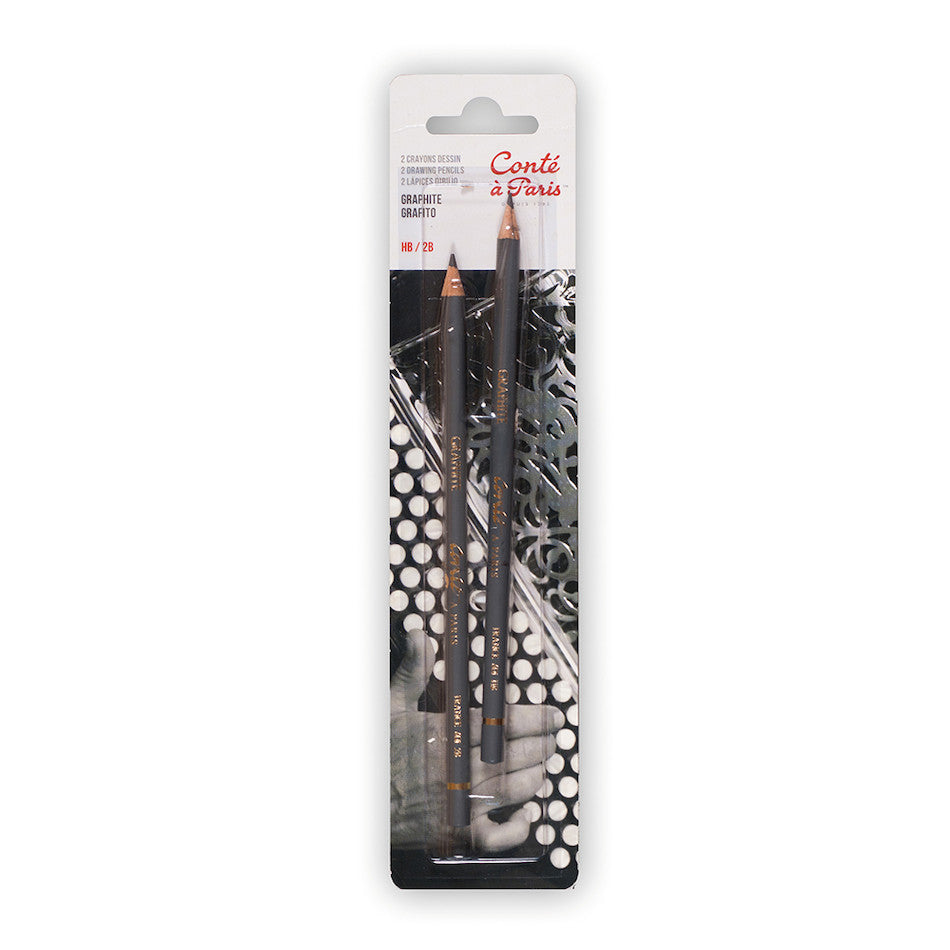Conté à Paris Sketching Pencils Set - 2 HB & 2B Graphite Pencils for Artists, Drawing, Sketching - Perfect for Beginners & Professionals, Shading, Outlining, Detailed Artwork