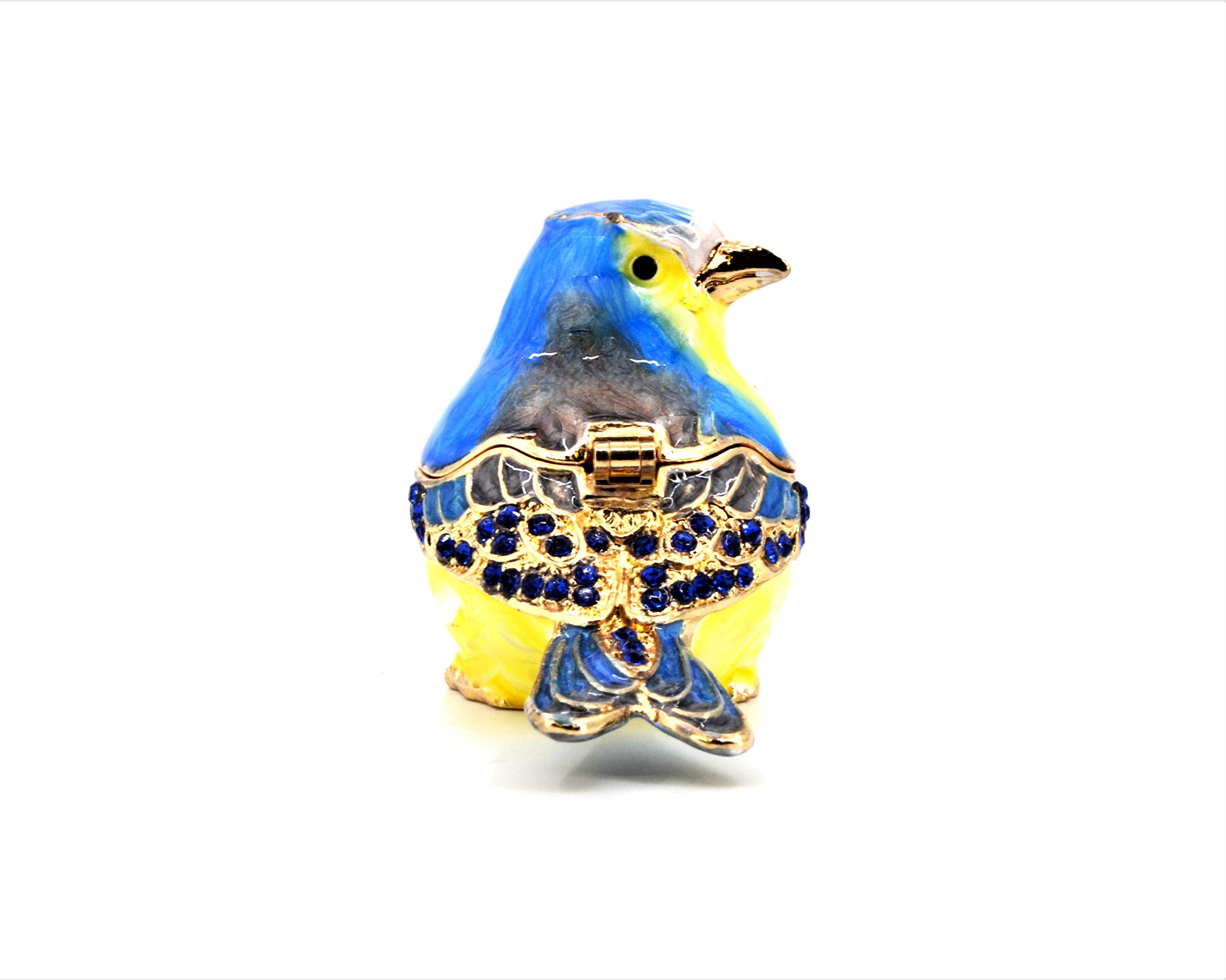 Handmade Sparrow Trinket Box with Austrian Crystals - Perfect for Jewelry Storage