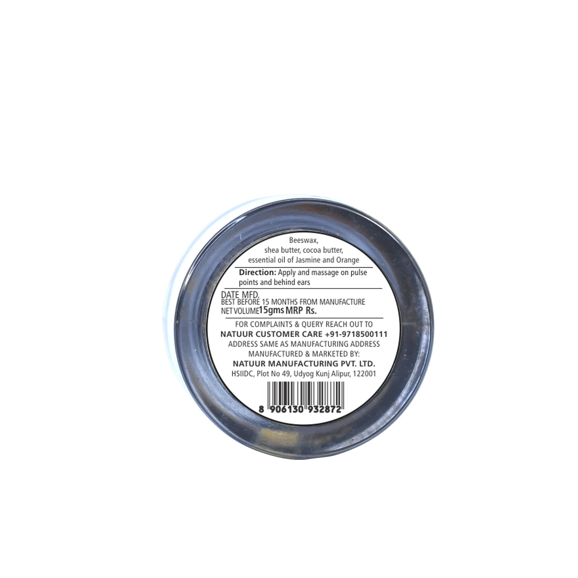 NATUUR Solid Perfume for Women - Jasmine & Orange Blossom Scent - 15g Natural Skin-Friendly Fragrance - Long Lasting Aromatherapy for Daily Wear, Date Night & Special Occasions