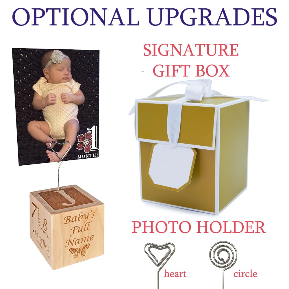 Personalized Wooden Baby Block Gift for Newborn Boys & Girls - Custom Engraved Birth Announcement Keepsake - Perfect for Baby Showers, Christenings & Nursery Decor by Glitzby