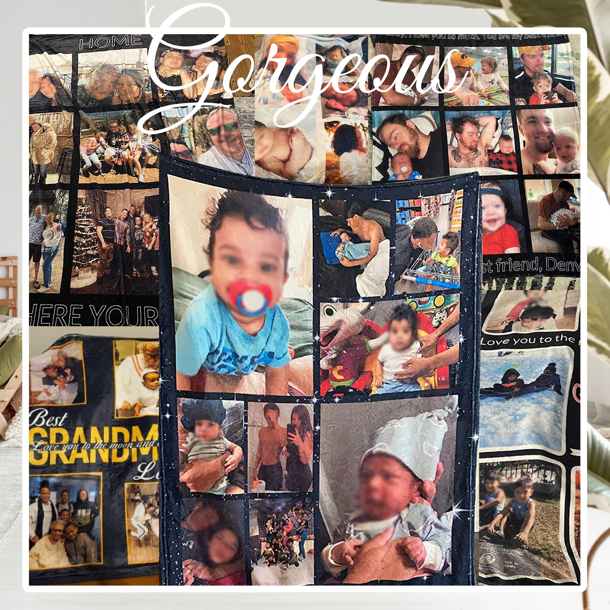 Custom Photo Collage Blanket - Personalized Picture Throw Blanket with Upload - 40x50 Inch Soft Fleece Gift for Mom, Grandma, Wife, Girlfriend - Birthday, Anniversary, Christmas Present from Daughter, Son, Husband - Perfect for Family Photos, Home Decor, Cozy Nights & Special Occasions