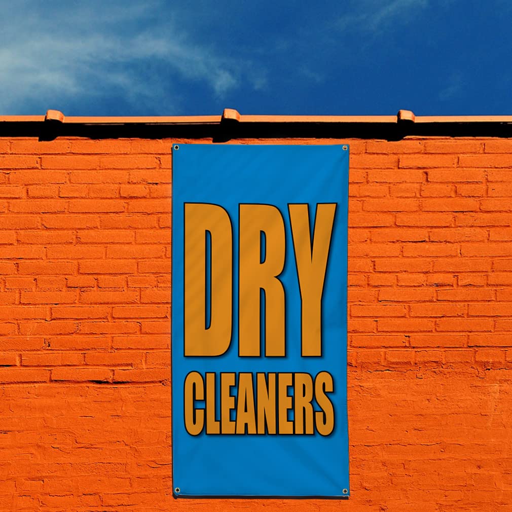 Custom Vertical Vinyl Banner for Dry Cleaners - Weatherproof Outdoor Business Advertising Sign with 10 Grommets (144x60 Inches) - Perfect for Storefronts, Parking Lots & Trade Shows