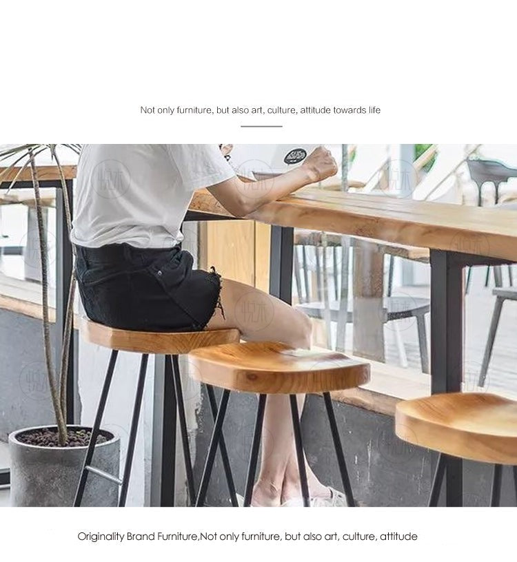 Handmade Solid Wood Live Edge Bar Table - Nordic Style Dining & Kitchen Counter for Home, Cafe, and Restaurant Decor