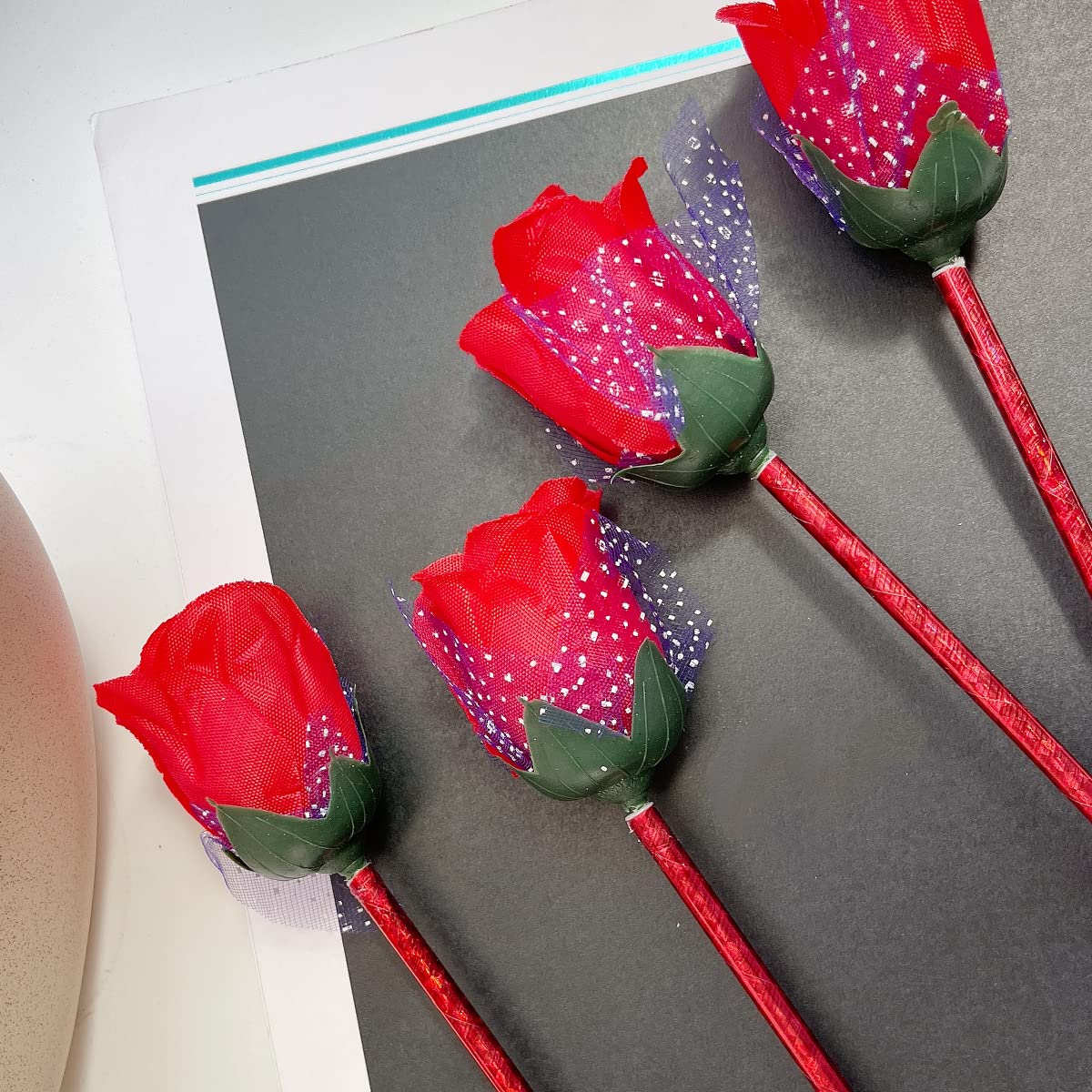 Allydrew Rose Flower Ballpoint Pens - 12 Pack Novelty Writing Pens for Office, School, Valentine's Day, Mother's Day Gifts & Party Favors - Perfect for Journals, Note Taking, Gift Giving & Special Occasions