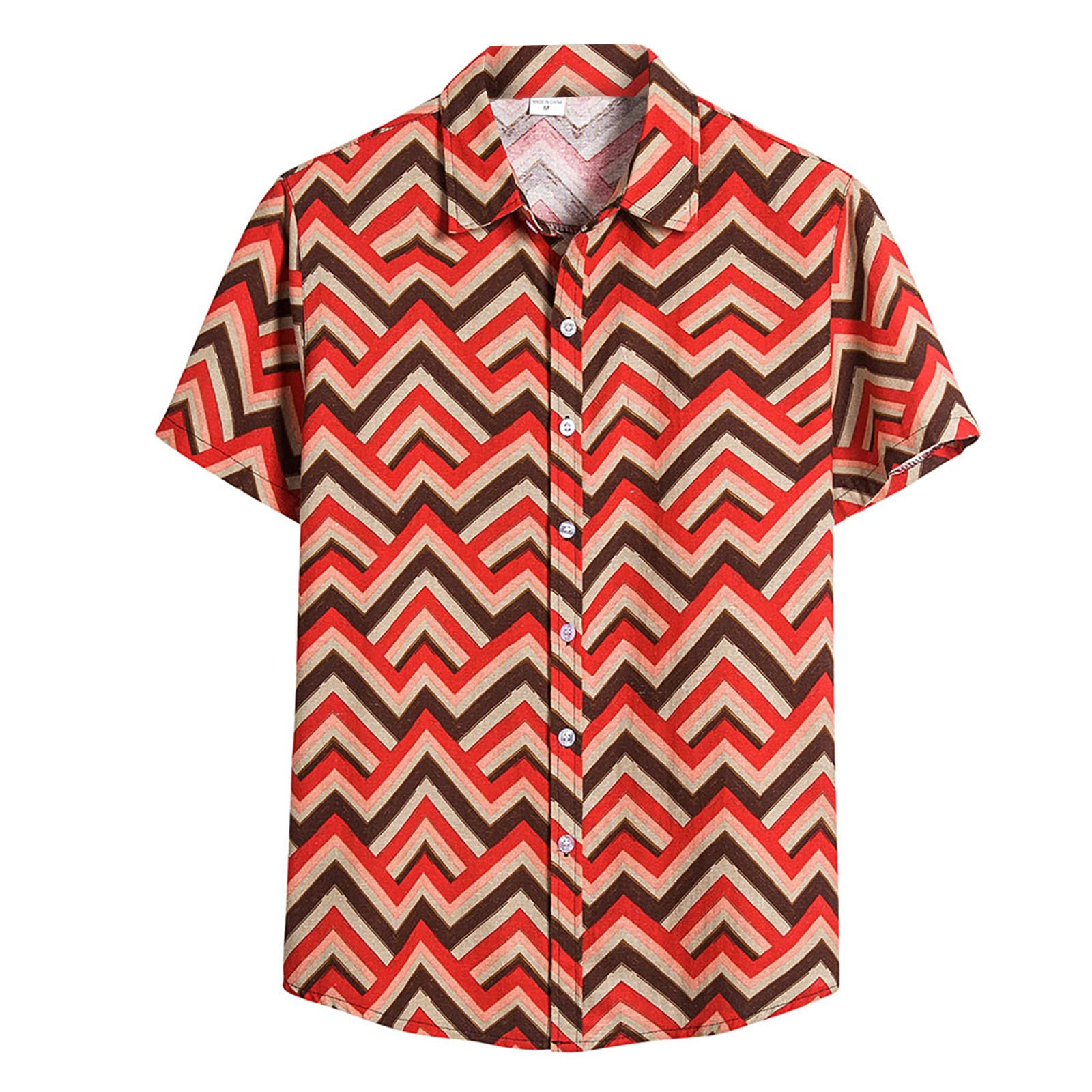 XDDLITP Men's Ethnic Short Sleeve Hawaiian Shirt - Casual Printed Button Up Blouse & Brazilian T-Shirt for Beach, Summer Vacation and Tropical Parties