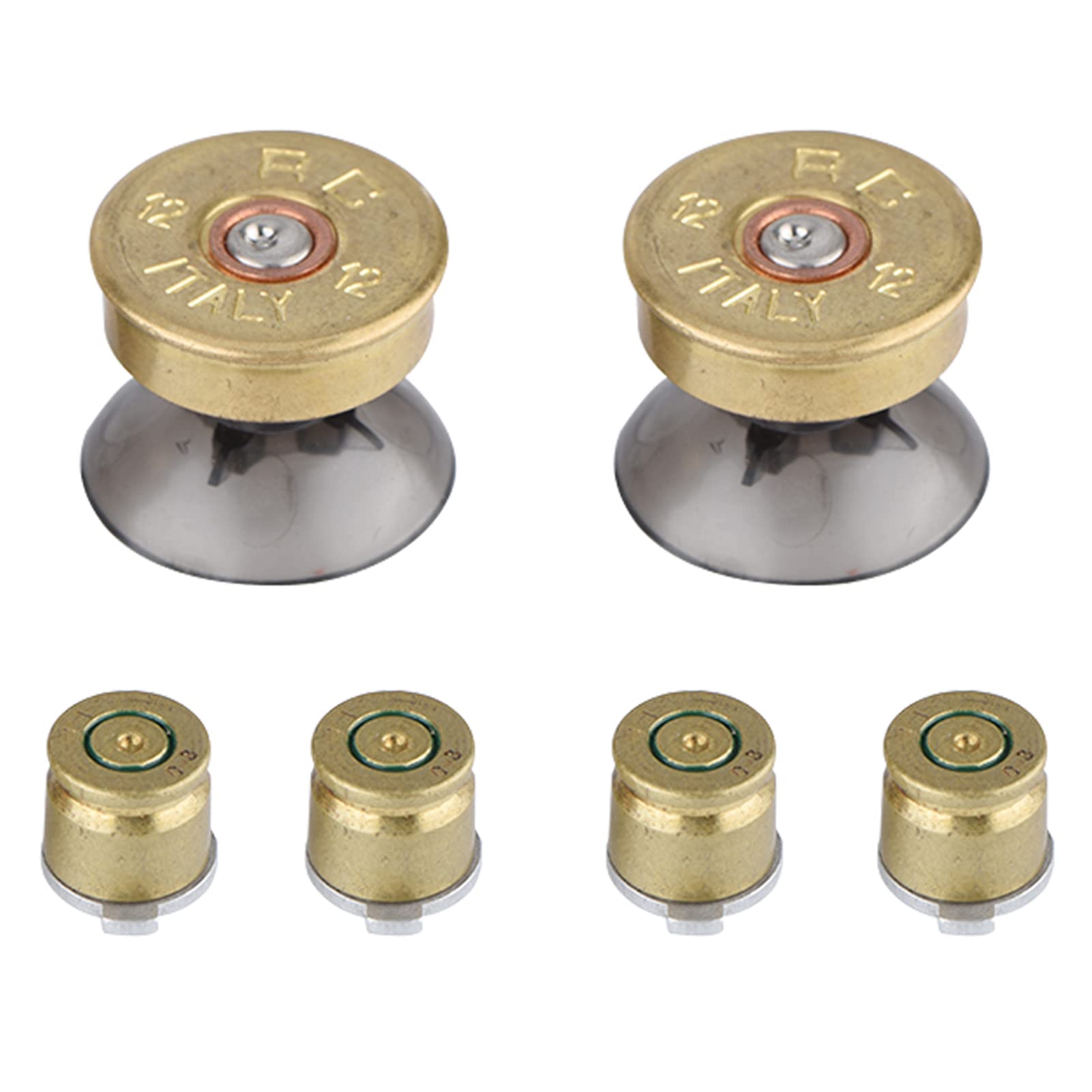 ASHATA 6Pcs Gold Metal Buttons & Thumbstick Mod Kit for PS4 Controller - Premium Replacement Parts for Enhanced Gaming Performance (Perfect for FPS, Racing & Fighting Games)