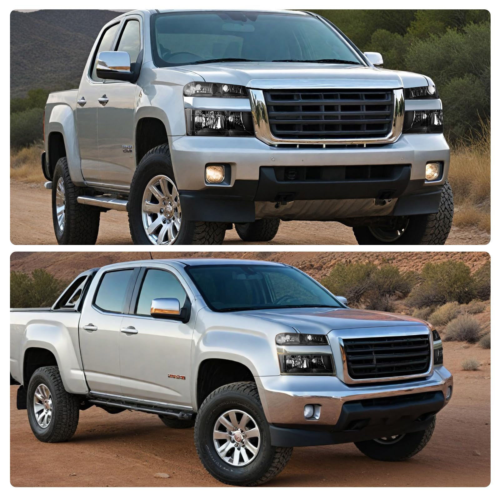 DWVO Replacement Headlight Assembly for 2004-2012 Chevy Colorado & GMC Canyon - Black Housing, Clear Reflector, Includes Bumper Lights (Driver & Passenger Side) | Perfect for Night Driving & Off-Road Adventures