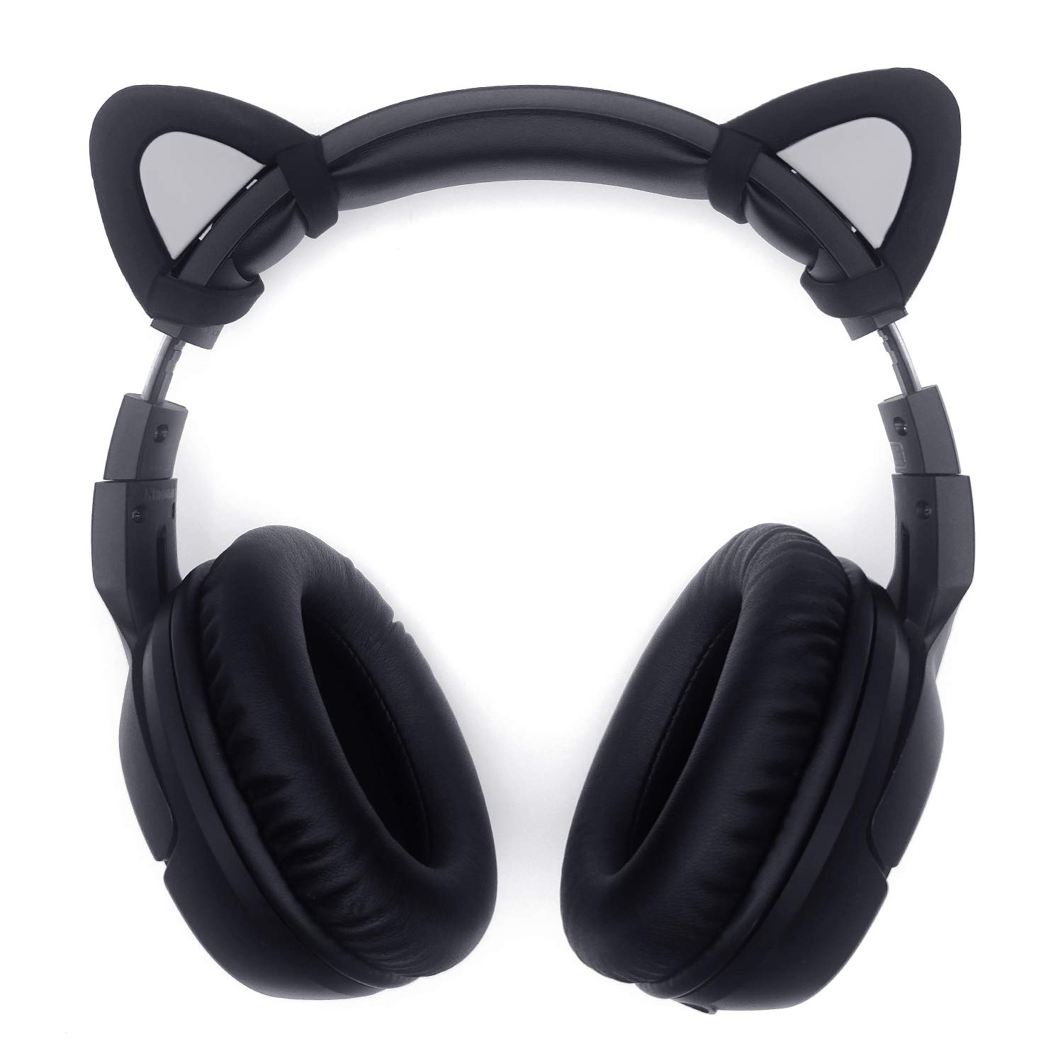 Adorable Pink Cat Ears Headphone Accessory - Universal Fit for HyperX Cloud/Cloud II/Cloud Flight & Gaming Headsets - Adjustable Kitty Ears for Live Streaming, Video Gaming & Cosplay (Black & Gray)