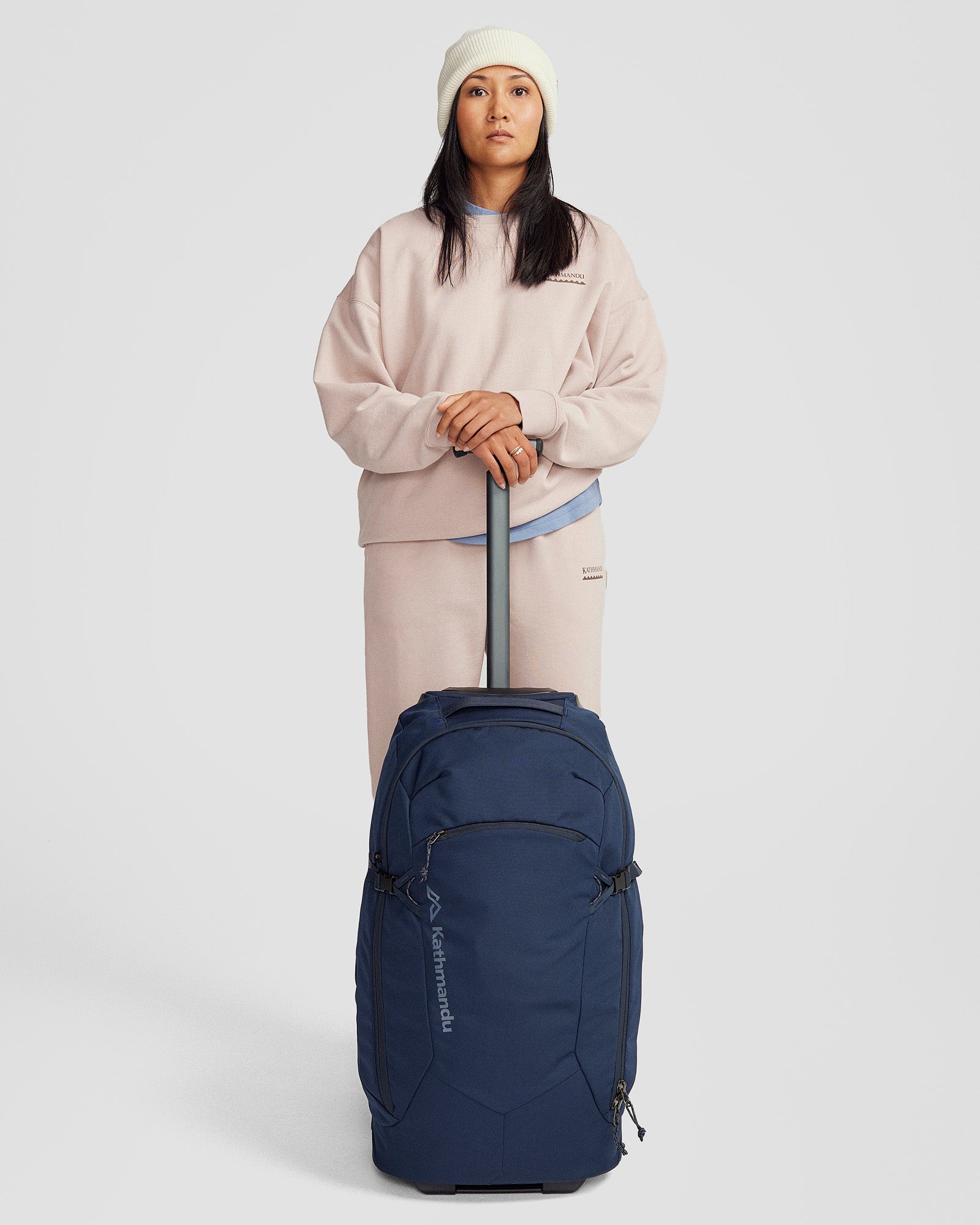 Hybrid Trolley v5 50L Travel Backpack - Lightweight Carry-On Luggage for Men & Women, Waterproof Duffle Bag with Wheels - Perfect for Air Travel, Gym, Camping & Outdoor Adventures (Pure Navy)