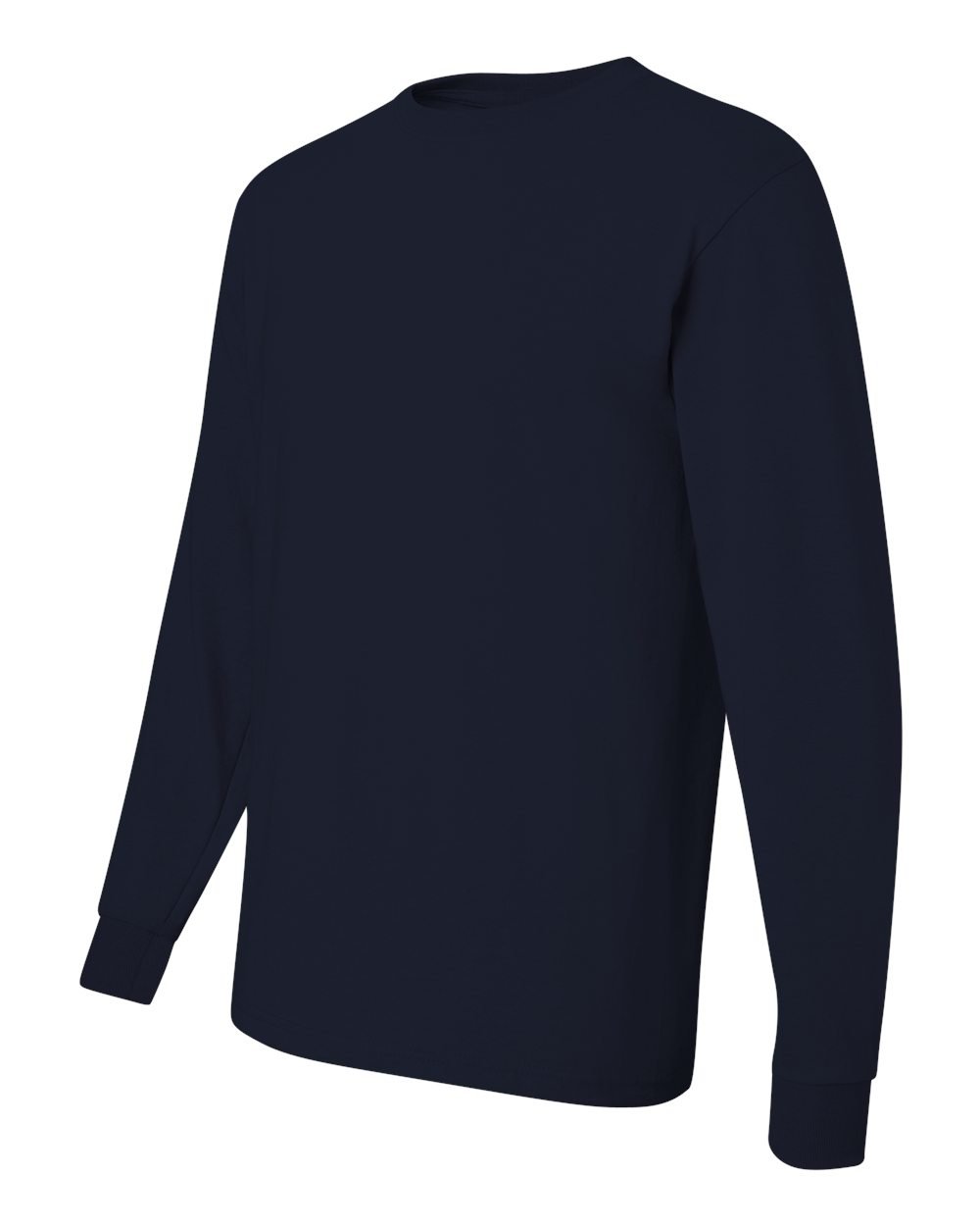 Jerzees 50/50 Heavyweight Blend Long-Sleeve T-Shirt for Men - Soft Cotton-Polyester Crewneck Shirt, Large Size, Black - Perfect for Casual Wear, Work Uniforms & Layering