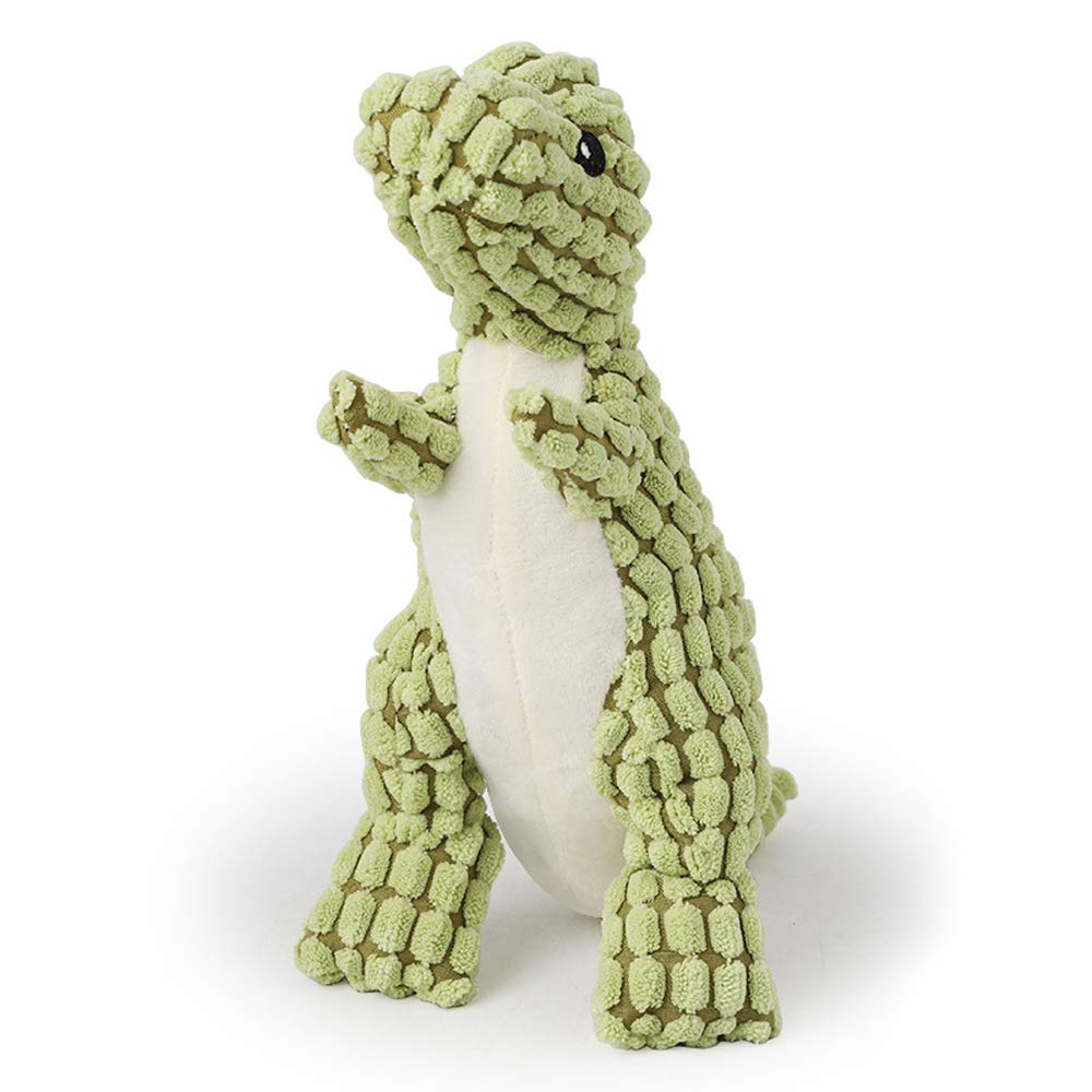 Durable Plush Dinosaur Dog Chew Toys - Squeaky & Indestructible Pet Toys for Puppy, Small, Medium & Large Dogs - Green - Perfect for Teething, Cleaning Teeth & Playtime Fun