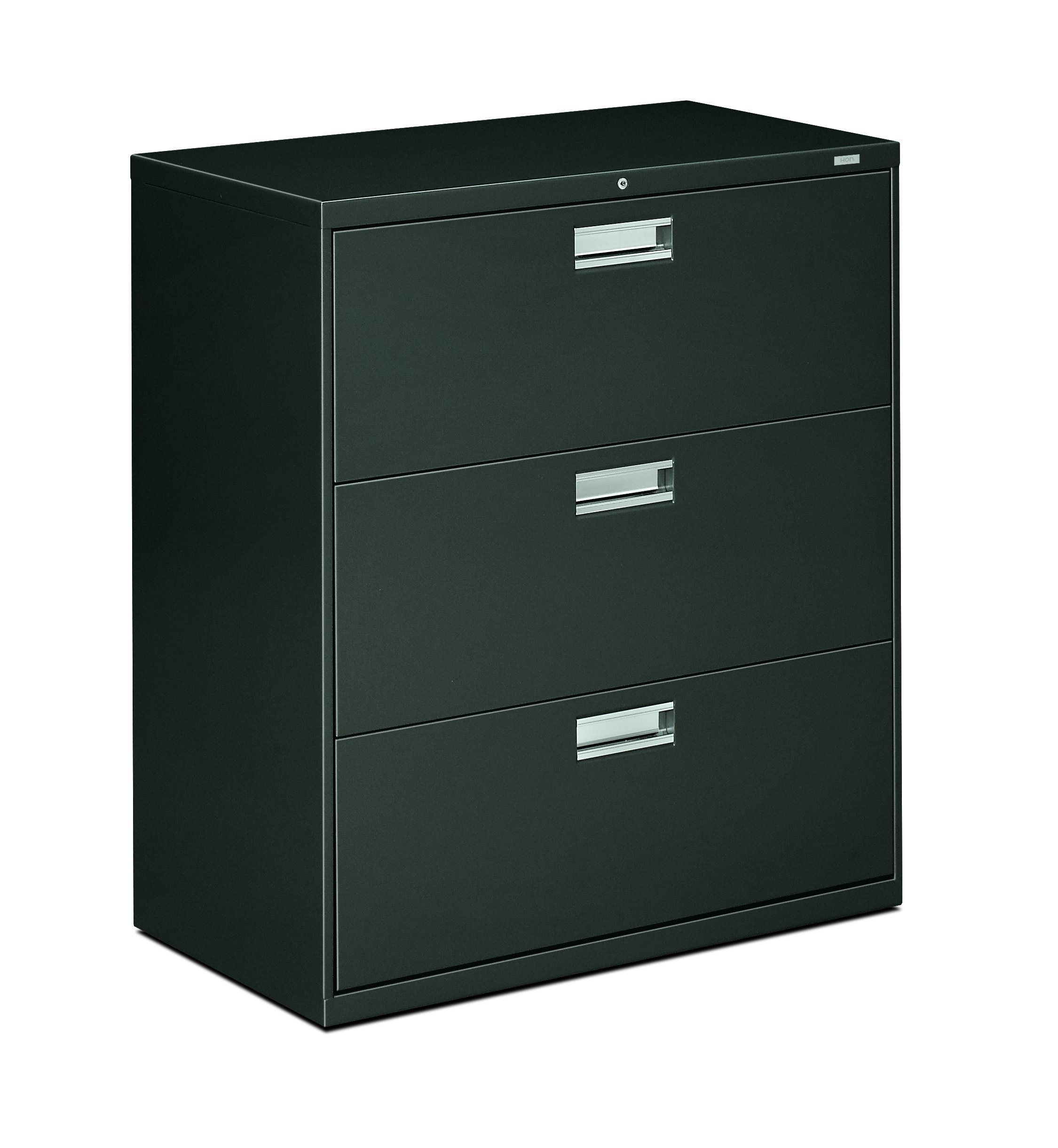 HON Brigade 3-Drawer Lateral File Cabinet - 600 Series Legal/Letter Size Office Storage Cabinet in Charcoal (H683) | Perfect for Home Office, Law Firm & Business Document Organization