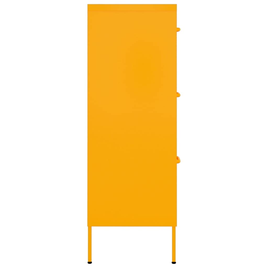 vidaXL Industrial Style Mustard Yellow Steel Drawer Cabinet - Freestanding Storage Cabinet with Drawers for Home Office & File Organization | Perfect for Small Spaces, Dorm Rooms & Workspaces
