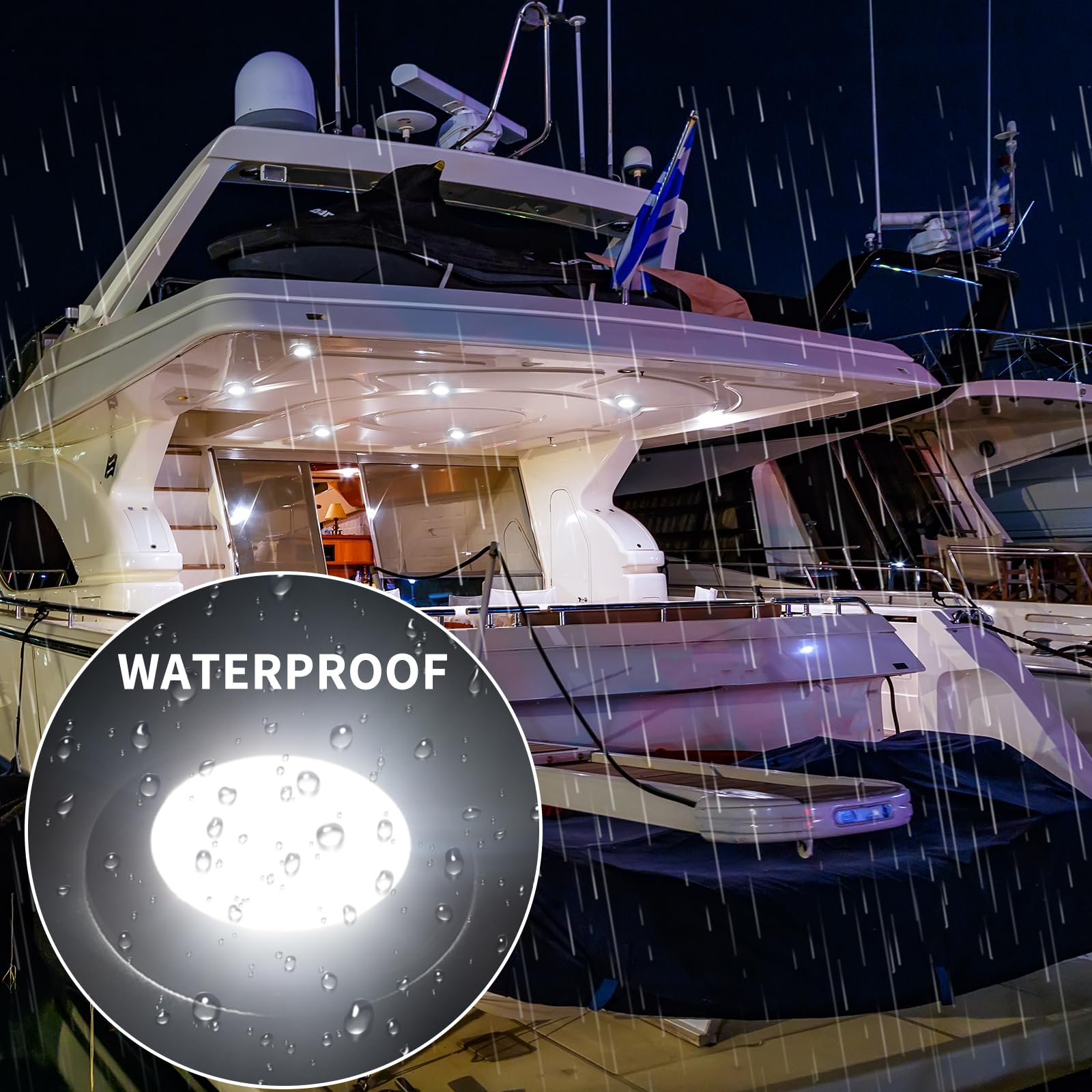 Marine Dome Light - 12V LED Boat Cabin Lights, Stainless Steel Surface Mount (2.79 Inch) - Waterproof Interior Lighting for Boats, Yachts, RVs, Campers - Set of 2 Cool White LED Lights for Night Navigation & Cabin Illumination