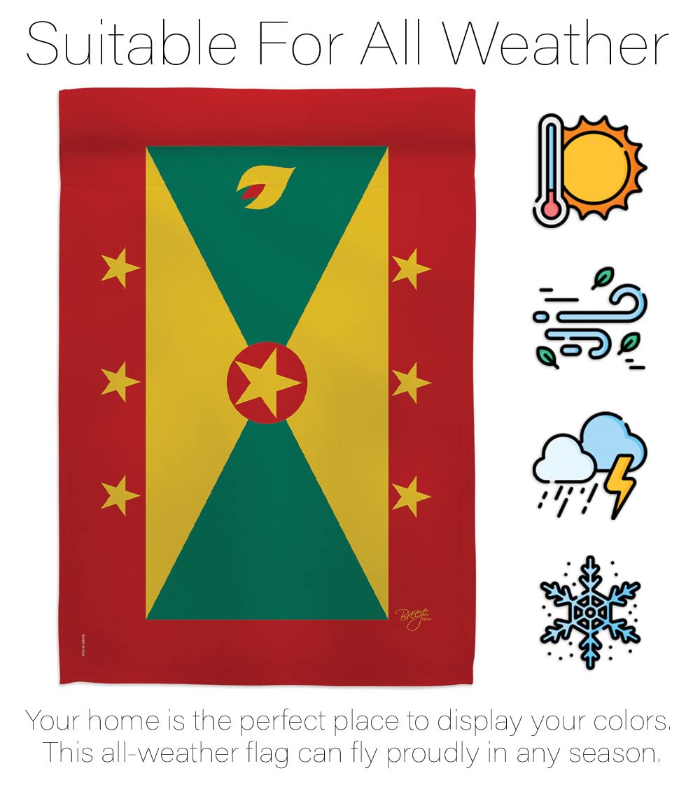 Grenada Garden Flag Set with Stand - Double-Sided Yard Decor for Home & Gifts