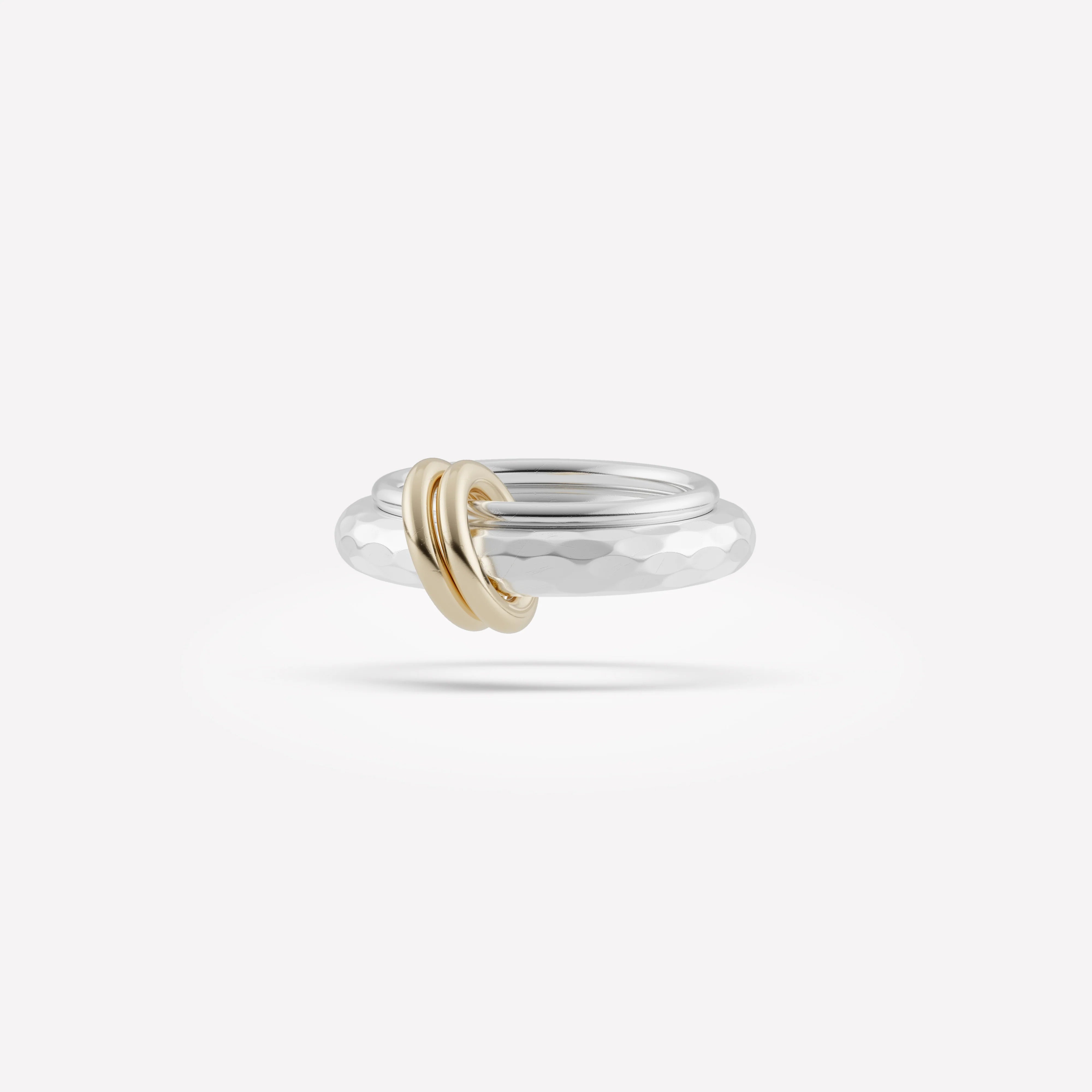 Spinelli Kilcollin Agon SG Vulcan Ring - Luxury Unisex Wedding Band, Stackable Gold & Silver Ring for Men & Women - Perfect for Engagements, Anniversaries, and Everyday Wear