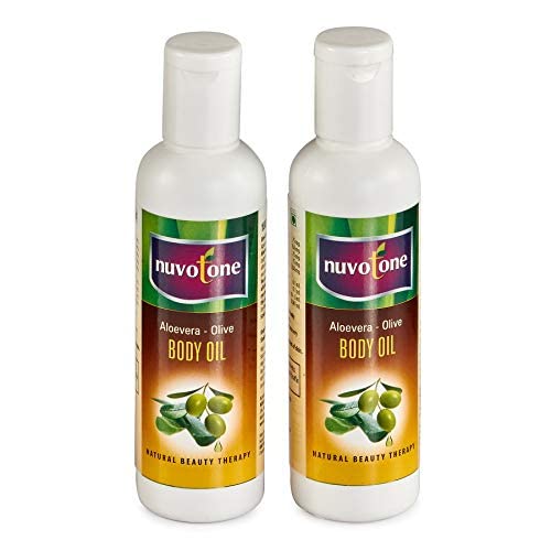 Nuvotone Aloe Vera Olive Body Oil for All Skin Types - Enriched with Lodhra, Batankur, Haridra, Castor, Sesame & Orange Oil (100ml) | Deep Moisturizing, Skin Repair & Glow | Perfect for Dry Skin, Massage & Aromatherapy