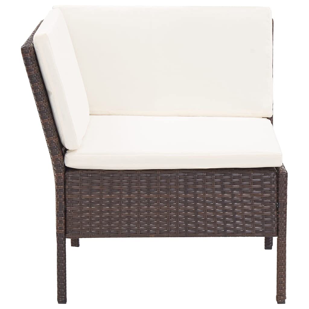 3-Piece Brown Poly Rattan Patio Lounge Set with Cushions - Outdoor Sofa Furniture for Front Porch, Deck, Balcony or Backyard - Perfect for Garden Relaxation & Entertaining Guests
