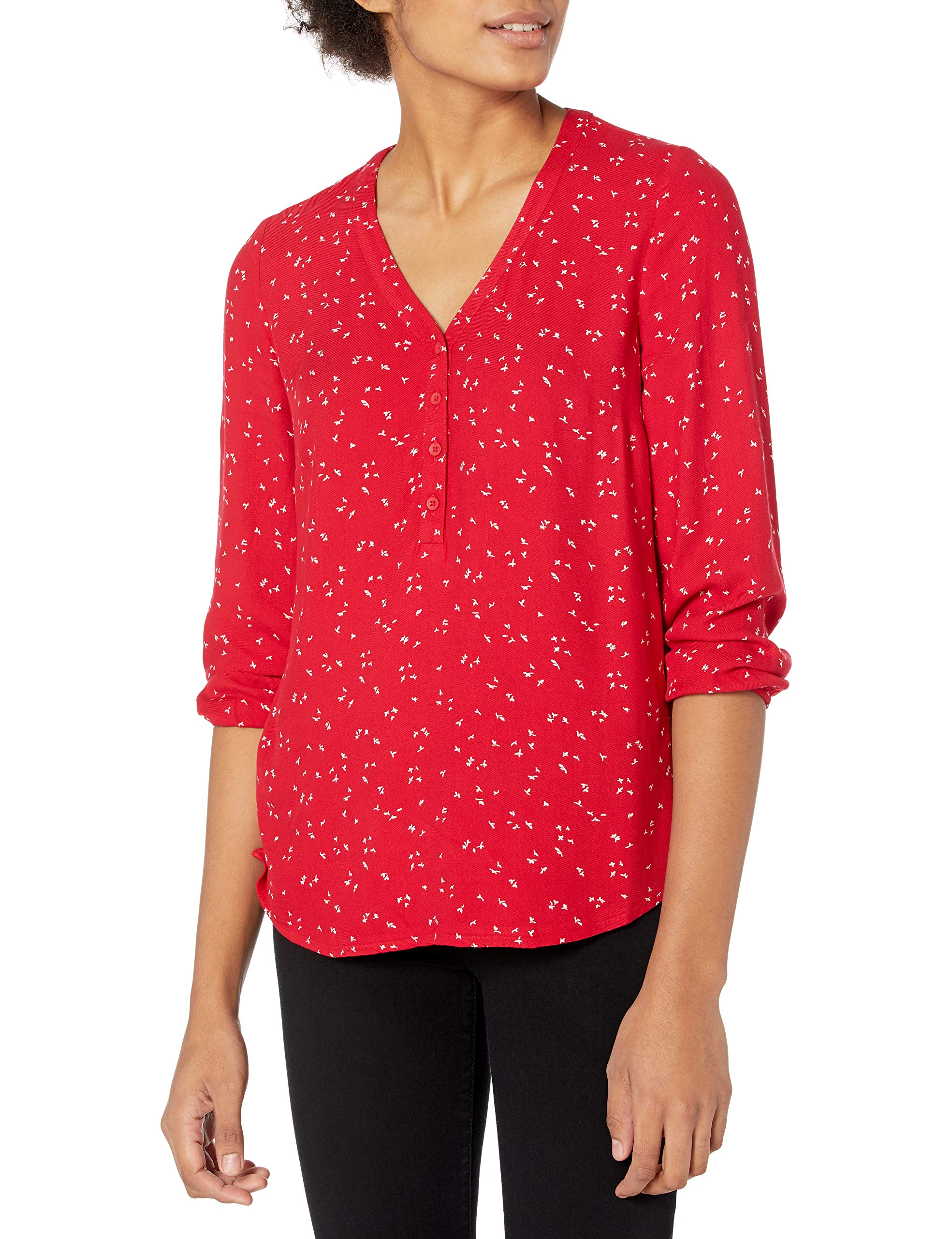 Amazon Essentials Women's 3/4 Sleeve Button-Down Popover Shirt - Casual Office Wear & Spring Outfits for Women
