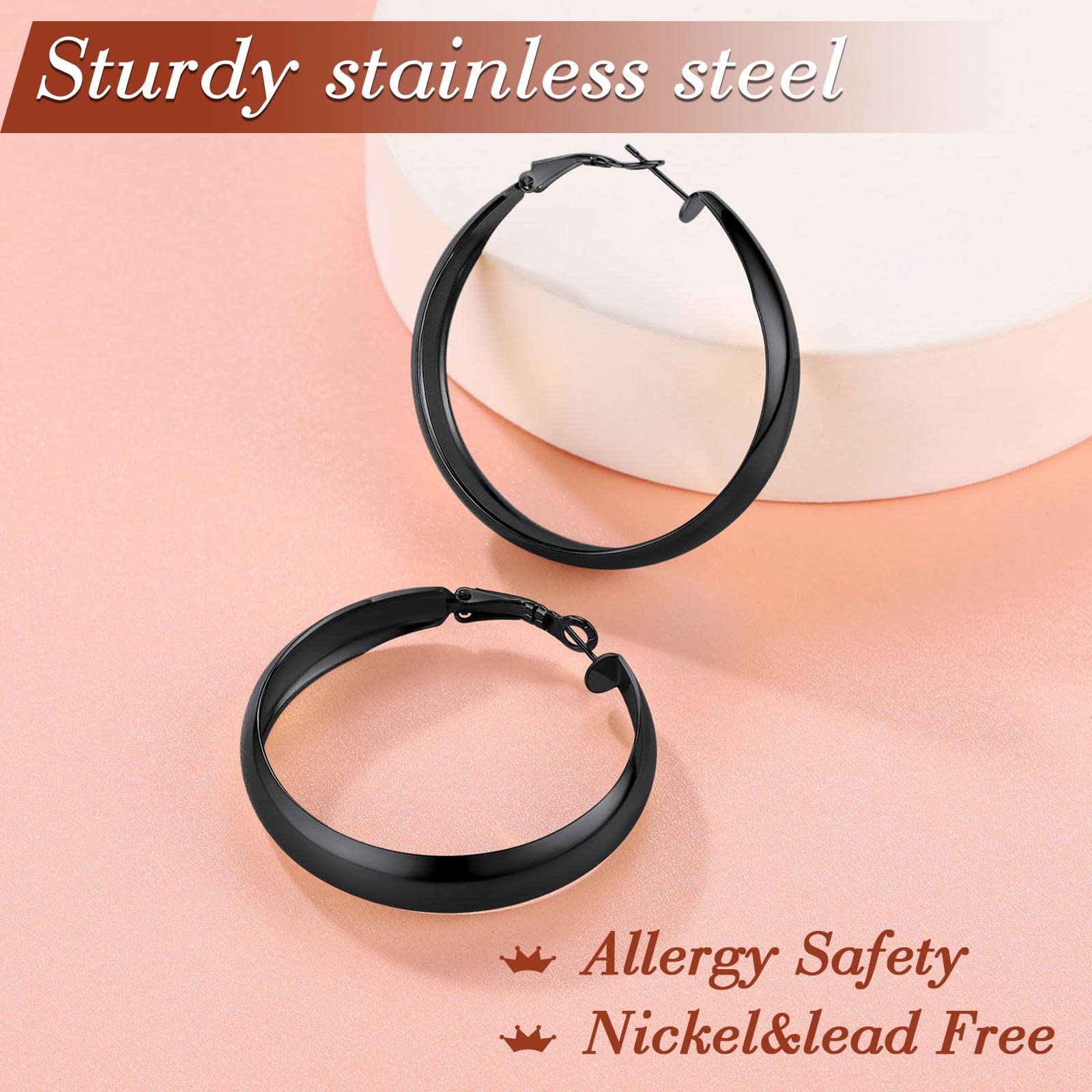 Stylish Stainless Steel Wide Hoop Earrings for Women - 1.57