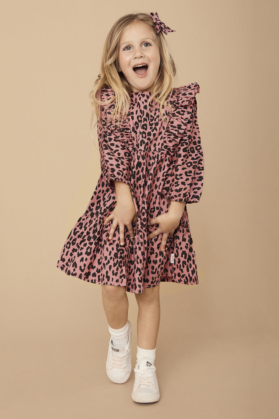 Huxbaby Leopard Zoe Girls Dress - Cute Animal Print Party & Casual Outfit for Toddler & Kids