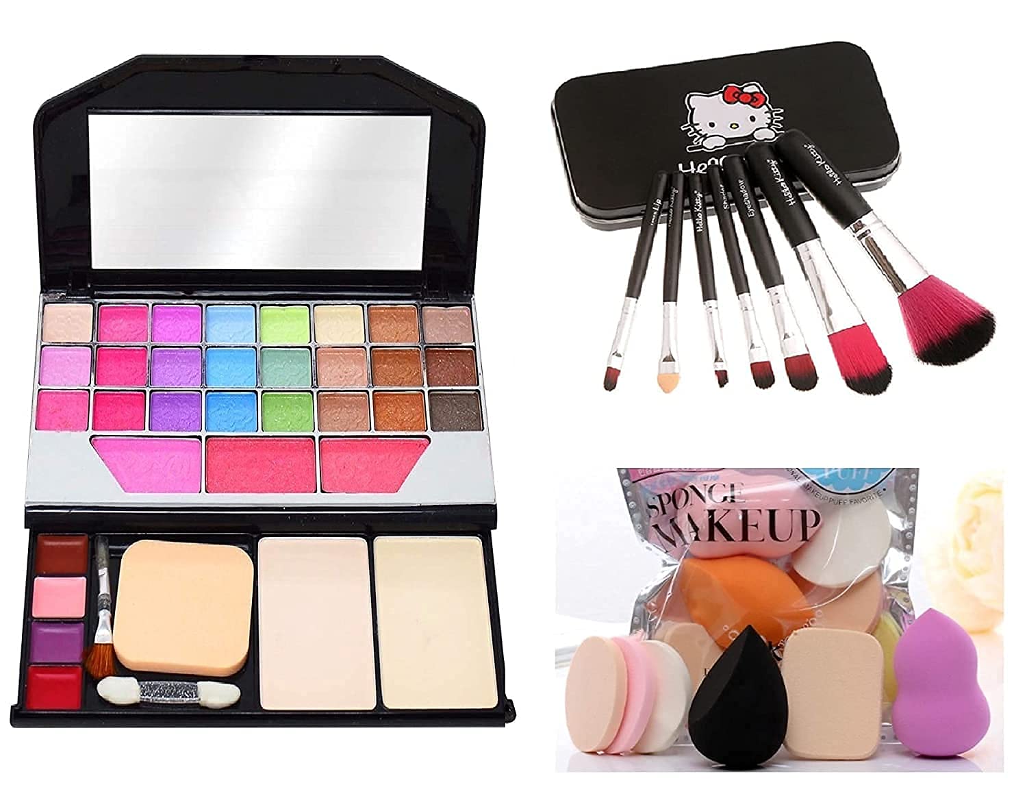 MASTADI Girls Makeup Kit with 7 Brushes & Blender - Multicolor for Teens & Beginners