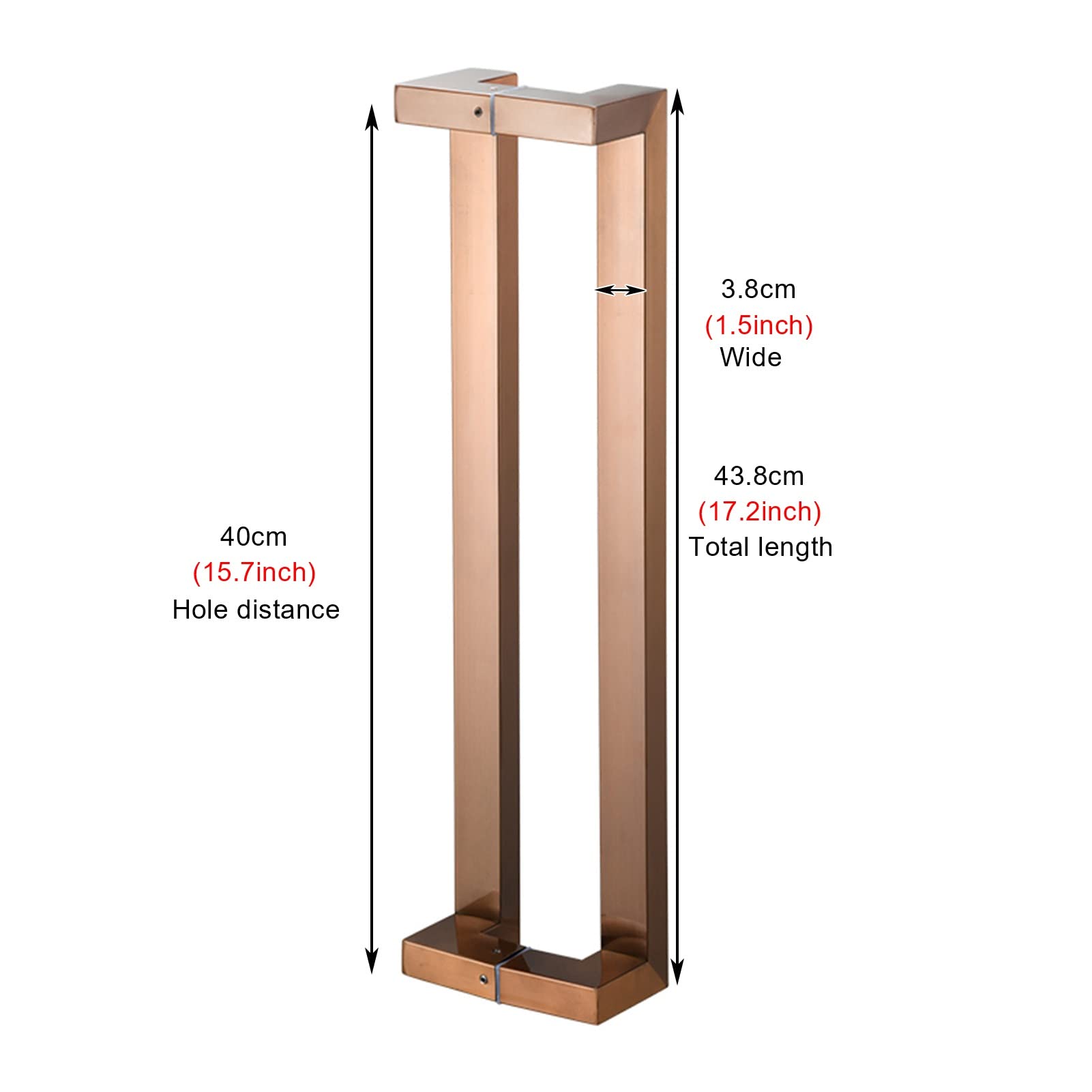 Double Sided H-Shaped Door Handle for Sliding Doors - 17 Inch Rectangular Pull Handle for Wooden/Glass/Barn Doors - Pink Entry Door Hardware (Perfect for Farmhouse, Closet & Bathroom Doors)